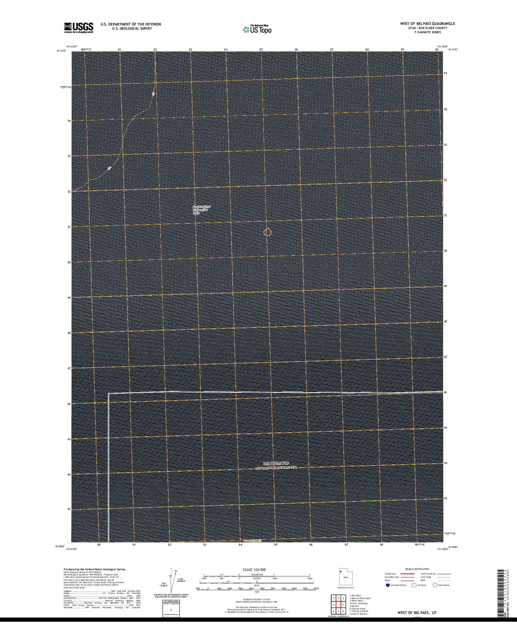 USGS US TOPO 7.5-MINUTE MAP FOR WEST OF BIG PASS, UT 2020