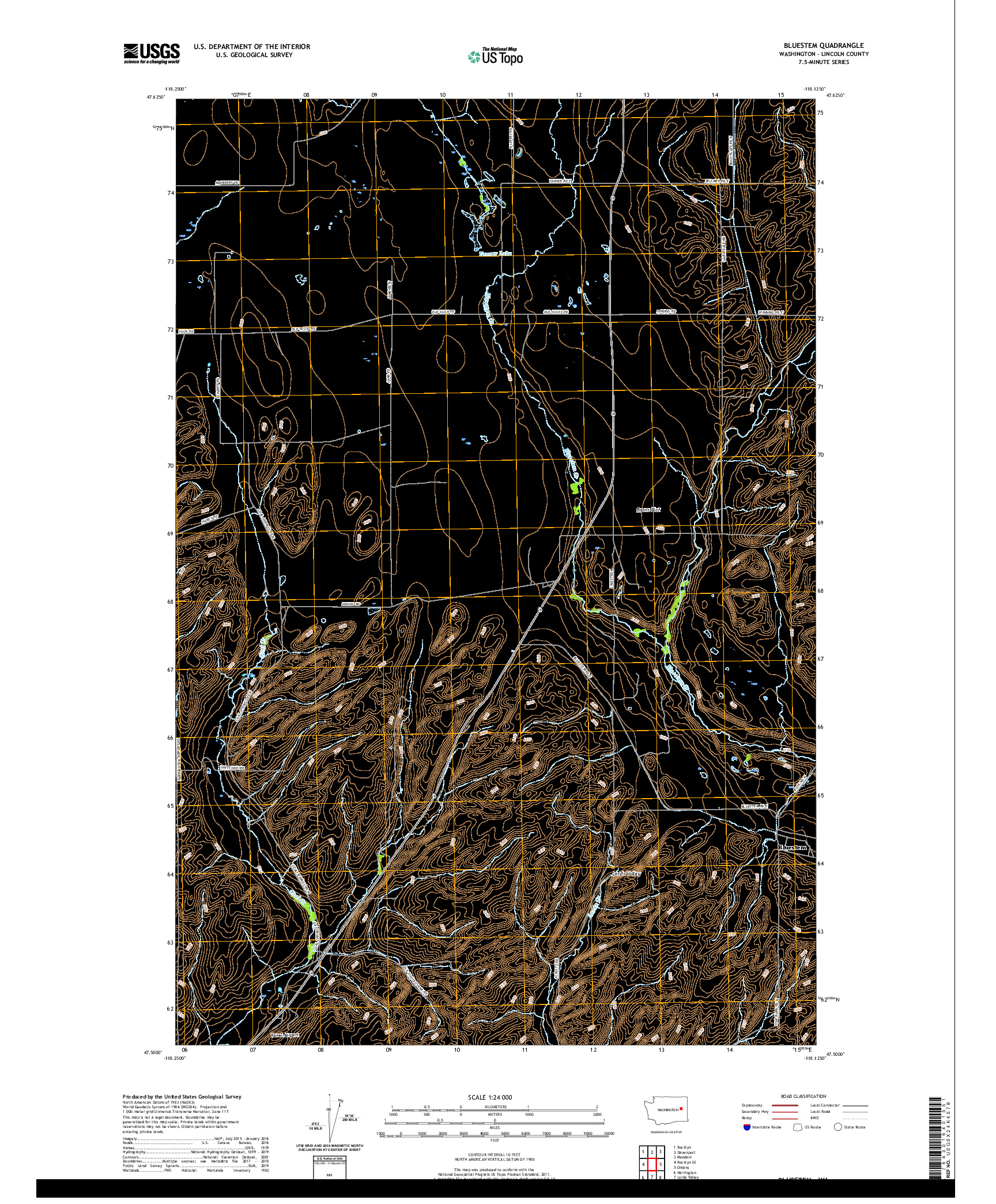 USGS US TOPO 7.5-MINUTE MAP FOR BLUESTEM, WA 2020