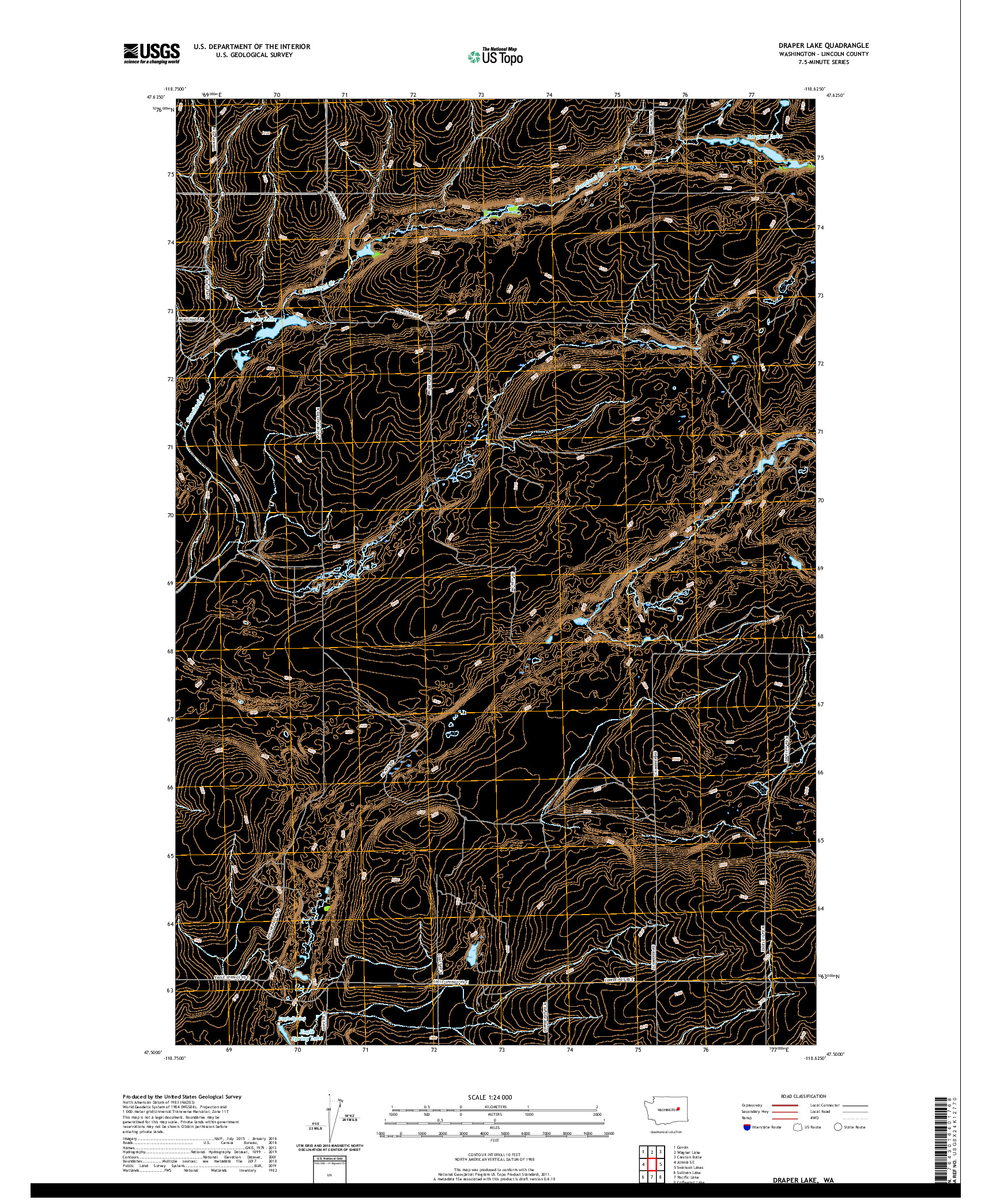 USGS US TOPO 7.5-MINUTE MAP FOR DRAPER LAKE, WA 2020