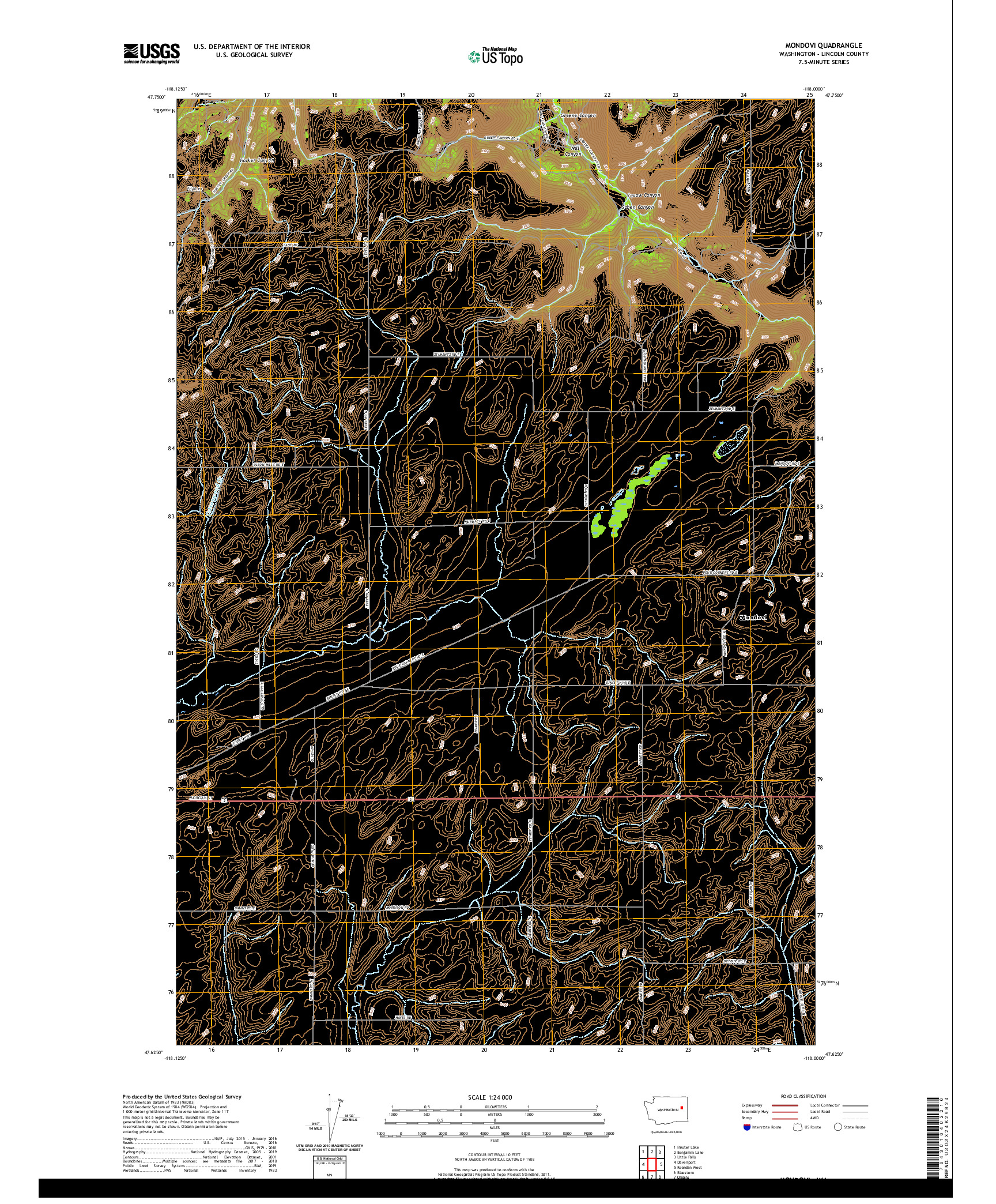 USGS US TOPO 7.5-MINUTE MAP FOR MONDOVI, WA 2020