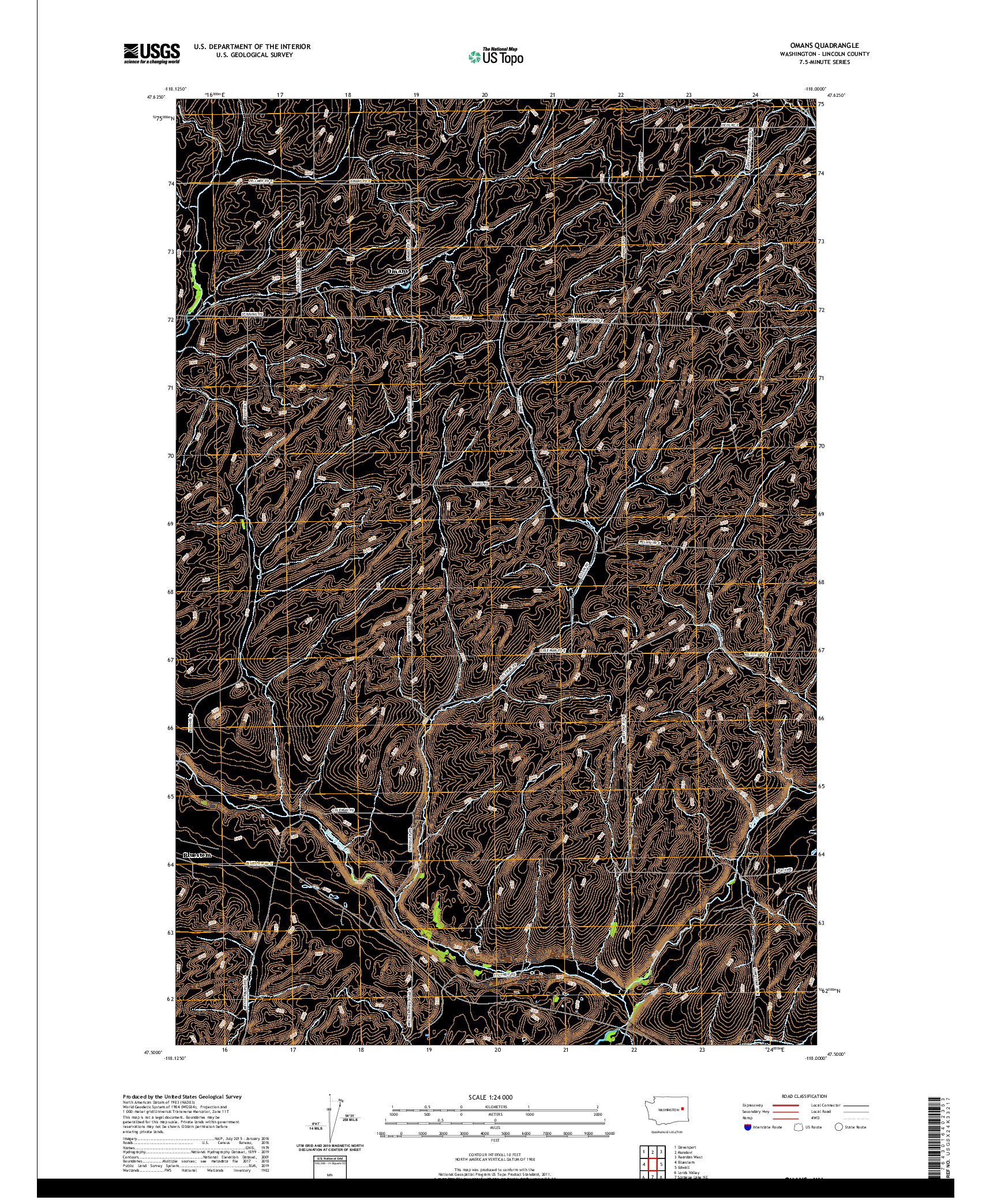 USGS US TOPO 7.5-MINUTE MAP FOR OMANS, WA 2020