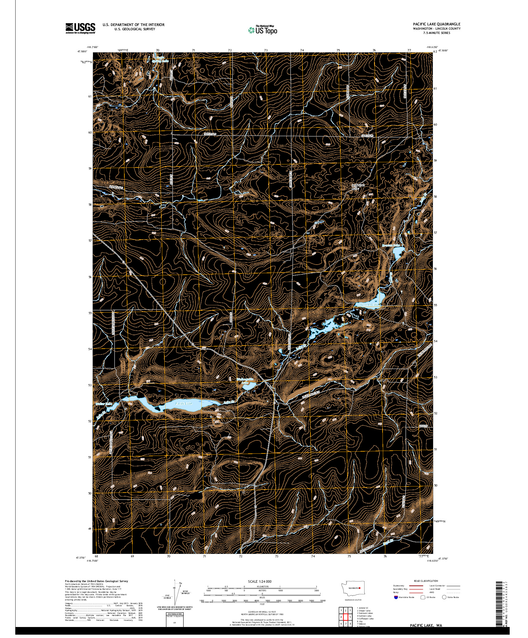 USGS US TOPO 7.5-MINUTE MAP FOR PACIFIC LAKE, WA 2020