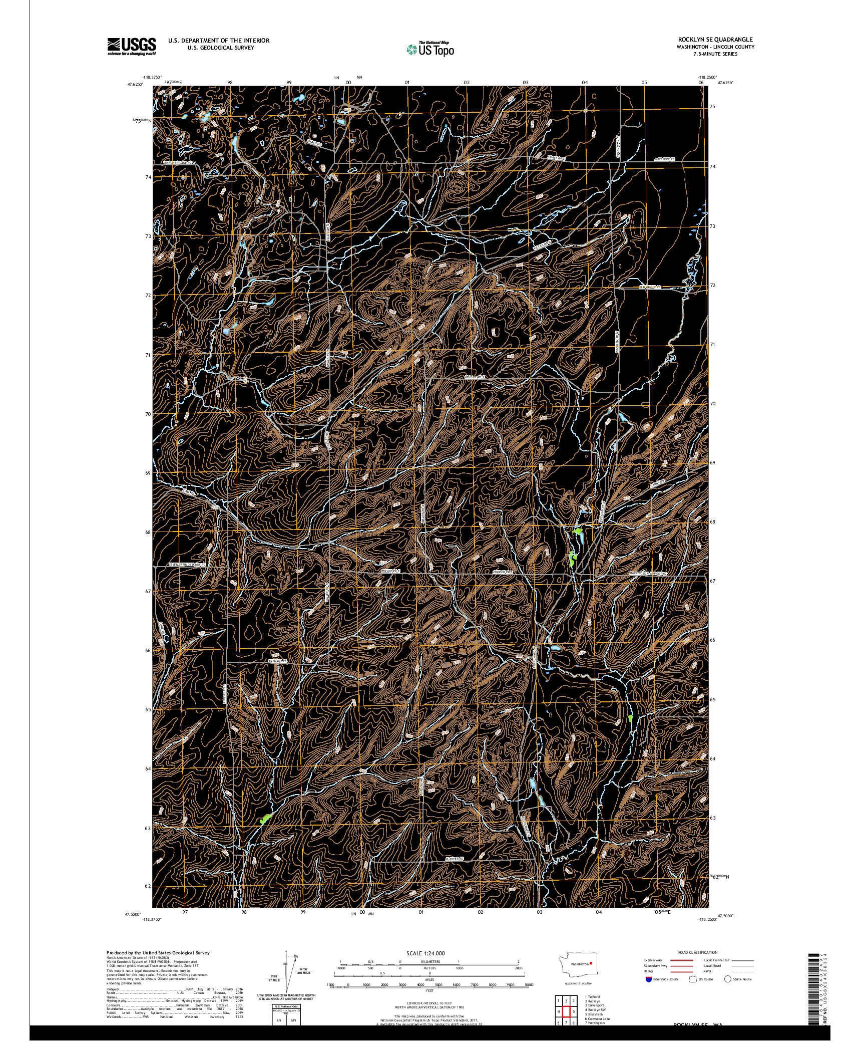 USGS US TOPO 7.5-MINUTE MAP FOR ROCKLYN SE, WA 2020