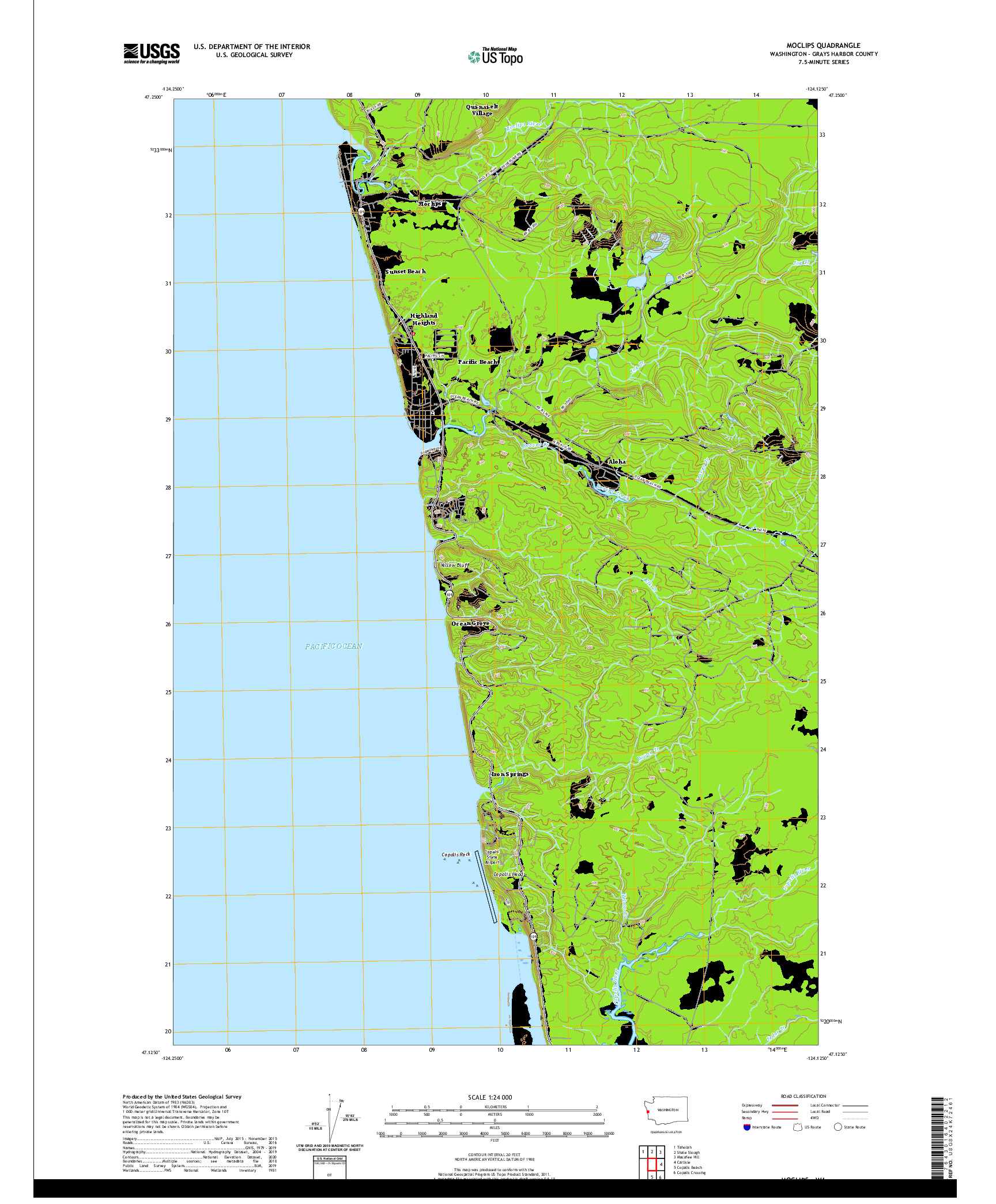 USGS US TOPO 7.5-MINUTE MAP FOR MOCLIPS, WA 2020