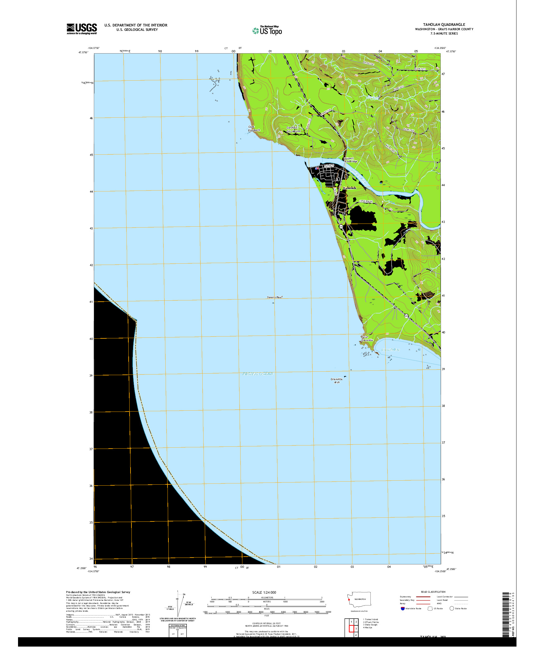 USGS US TOPO 7.5-MINUTE MAP FOR TAHOLAH, WA 2020