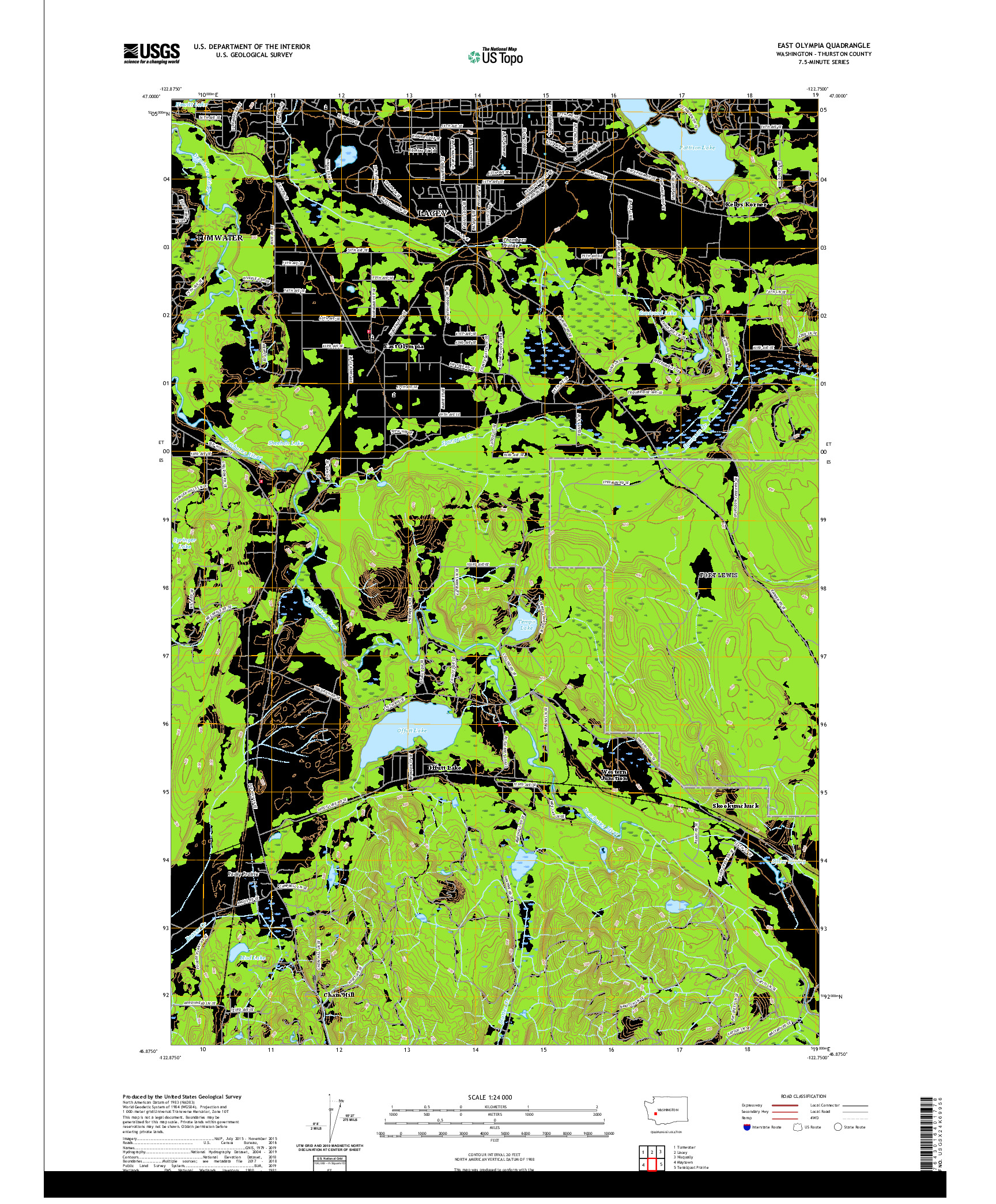 USGS US TOPO 7.5-MINUTE MAP FOR EAST OLYMPIA, WA 2020