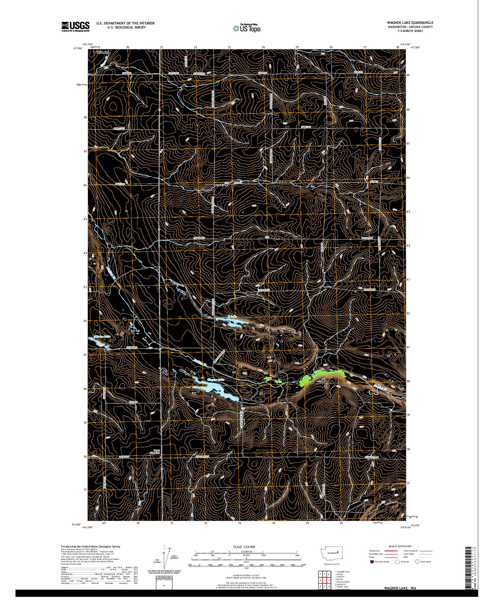 USGS US TOPO 7.5-MINUTE MAP FOR WAGNER LAKE, WA 2020