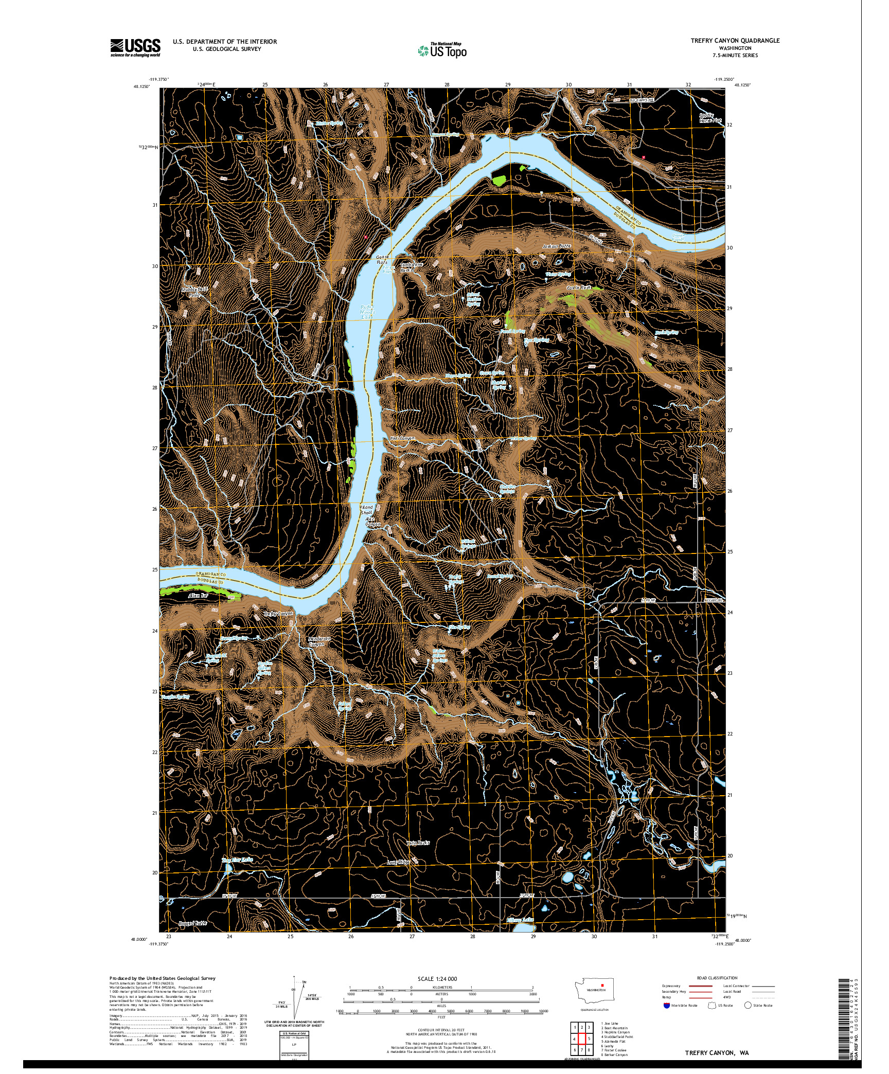USGS US TOPO 7.5-MINUTE MAP FOR TREFRY CANYON, WA 2020