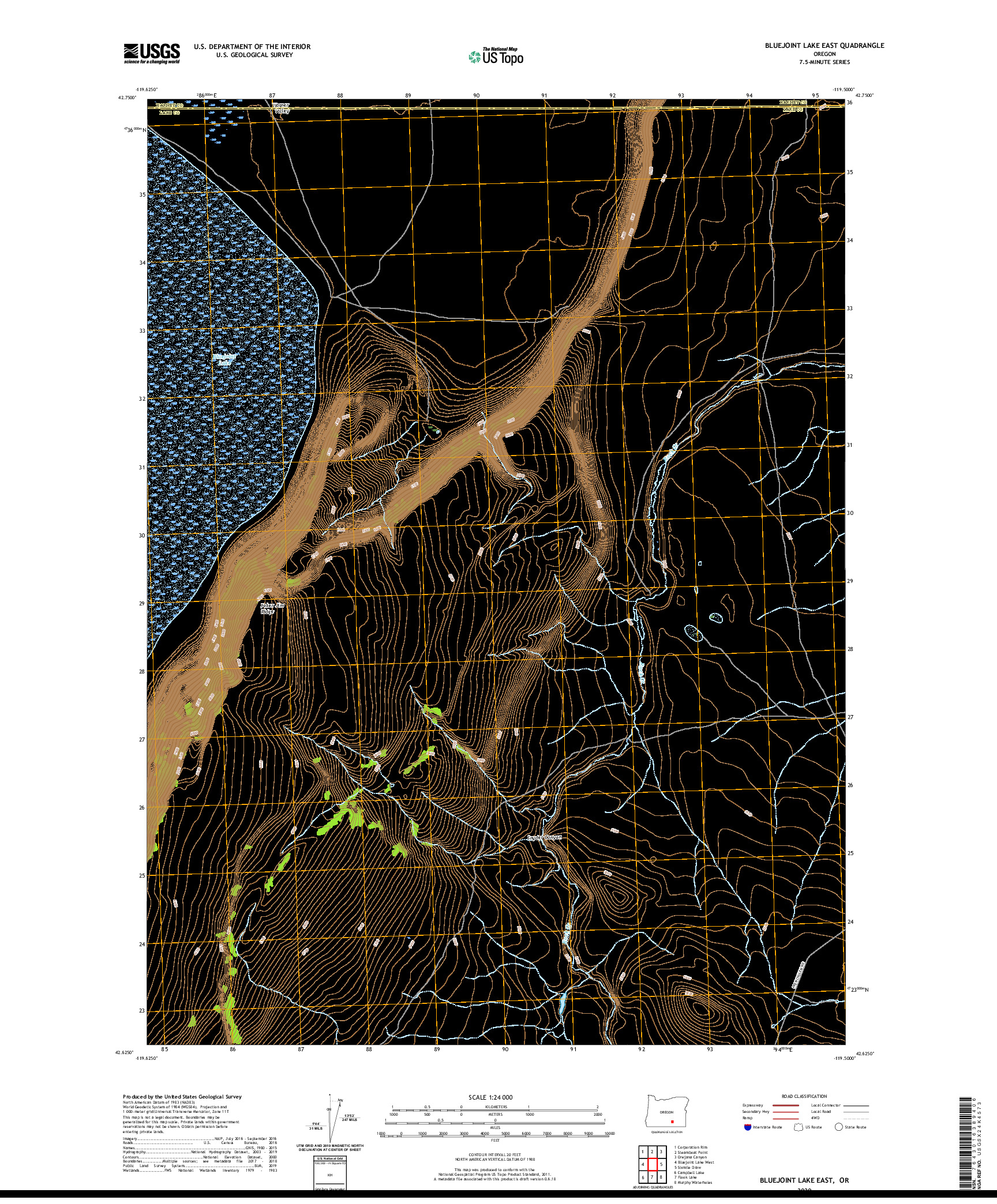 USGS US TOPO 7.5-MINUTE MAP FOR BLUEJOINT LAKE EAST, OR 2020