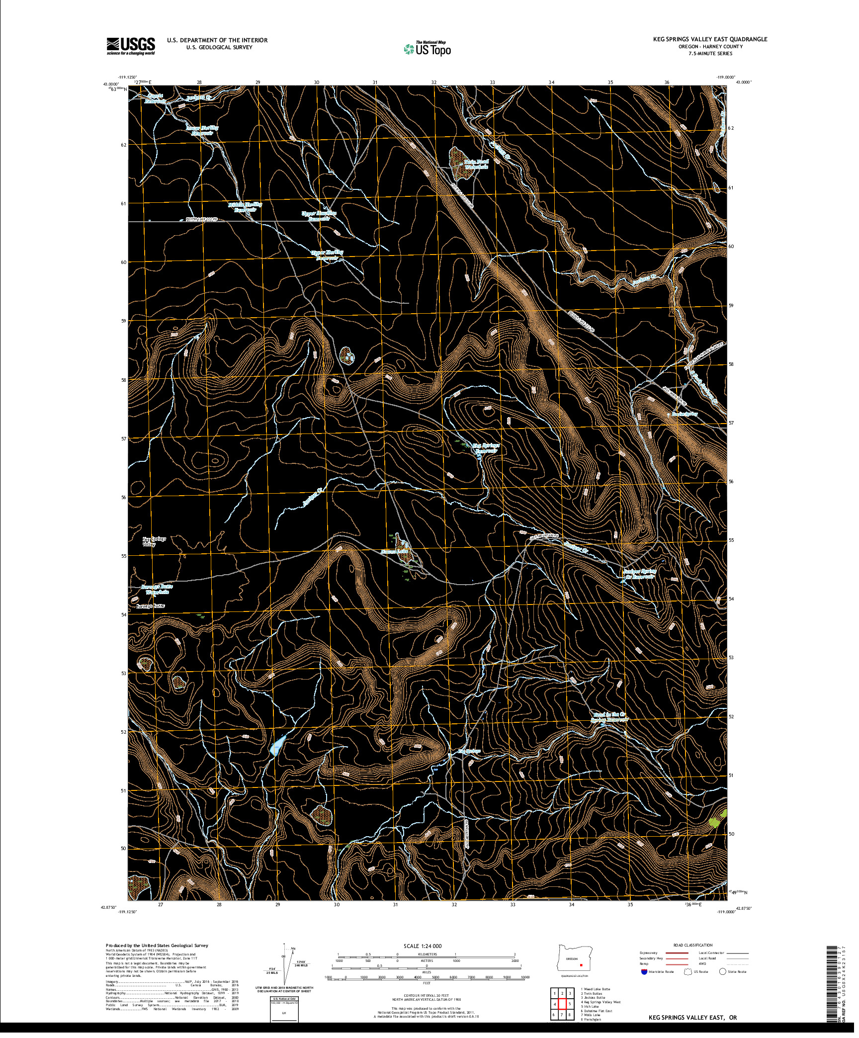 USGS US TOPO 7.5-MINUTE MAP FOR KEG SPRINGS VALLEY EAST, OR 2020