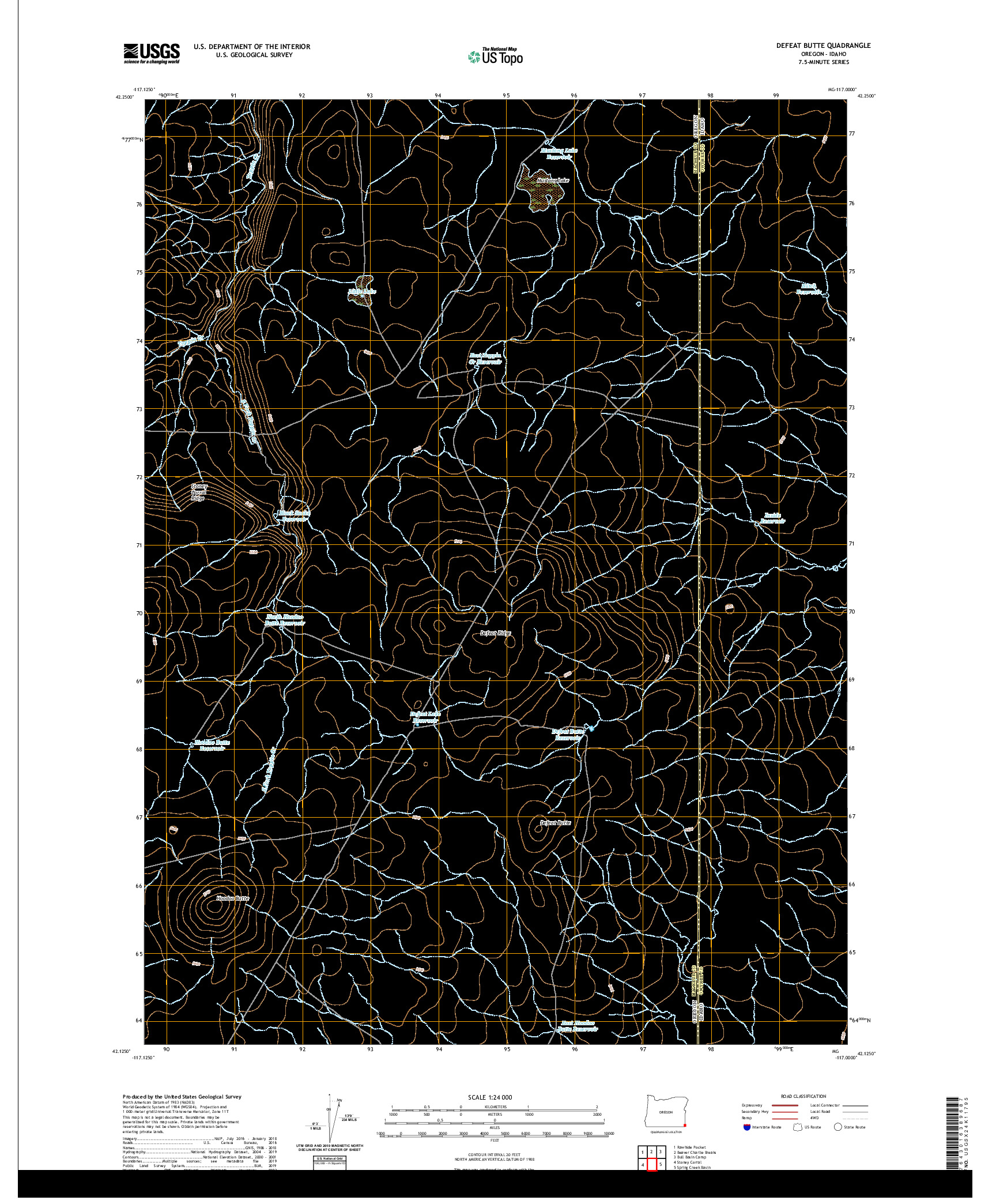 USGS US TOPO 7.5-MINUTE MAP FOR DEFEAT BUTTE, OR,ID 2020