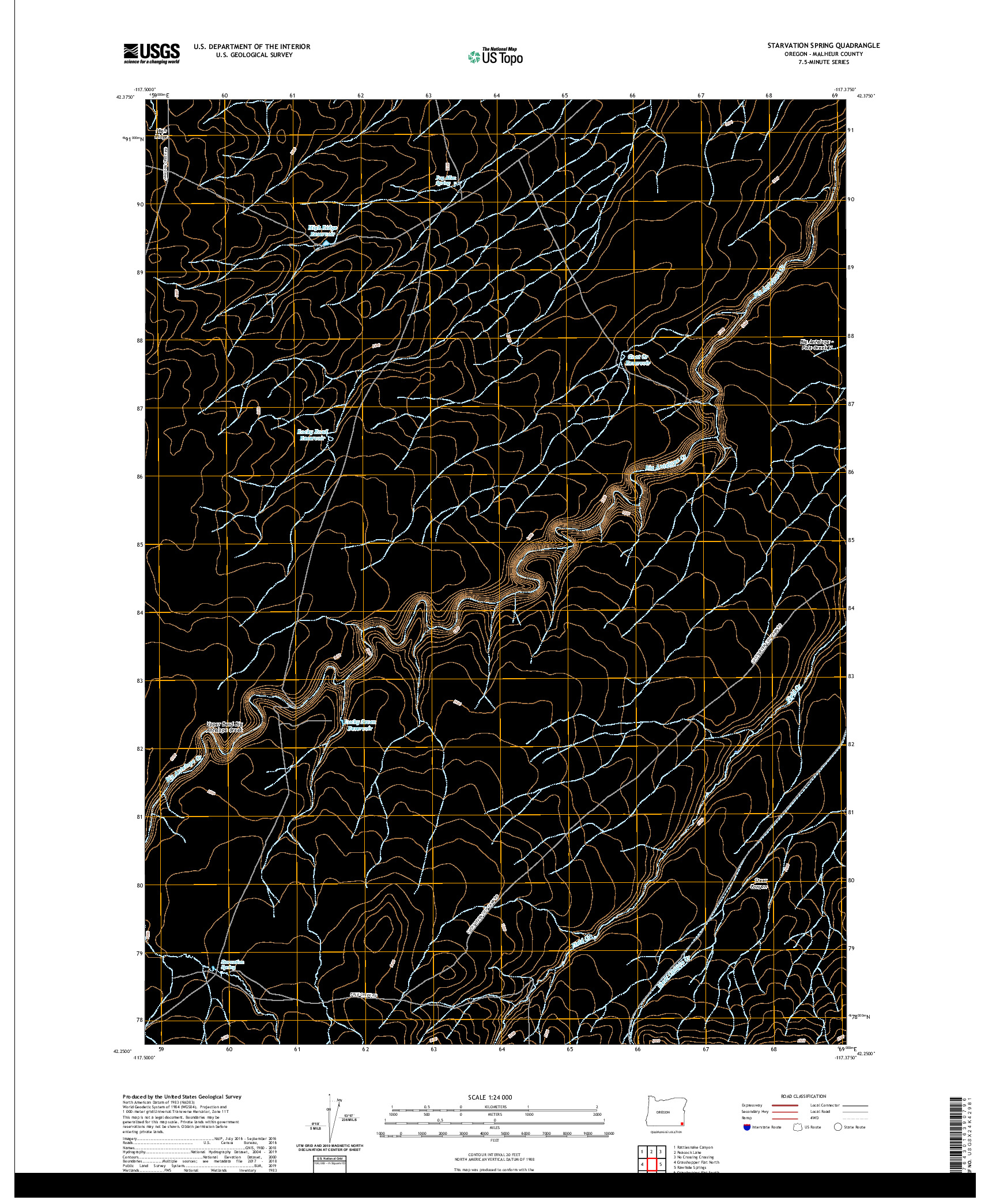 USGS US TOPO 7.5-MINUTE MAP FOR STARVATION SPRING, OR 2020