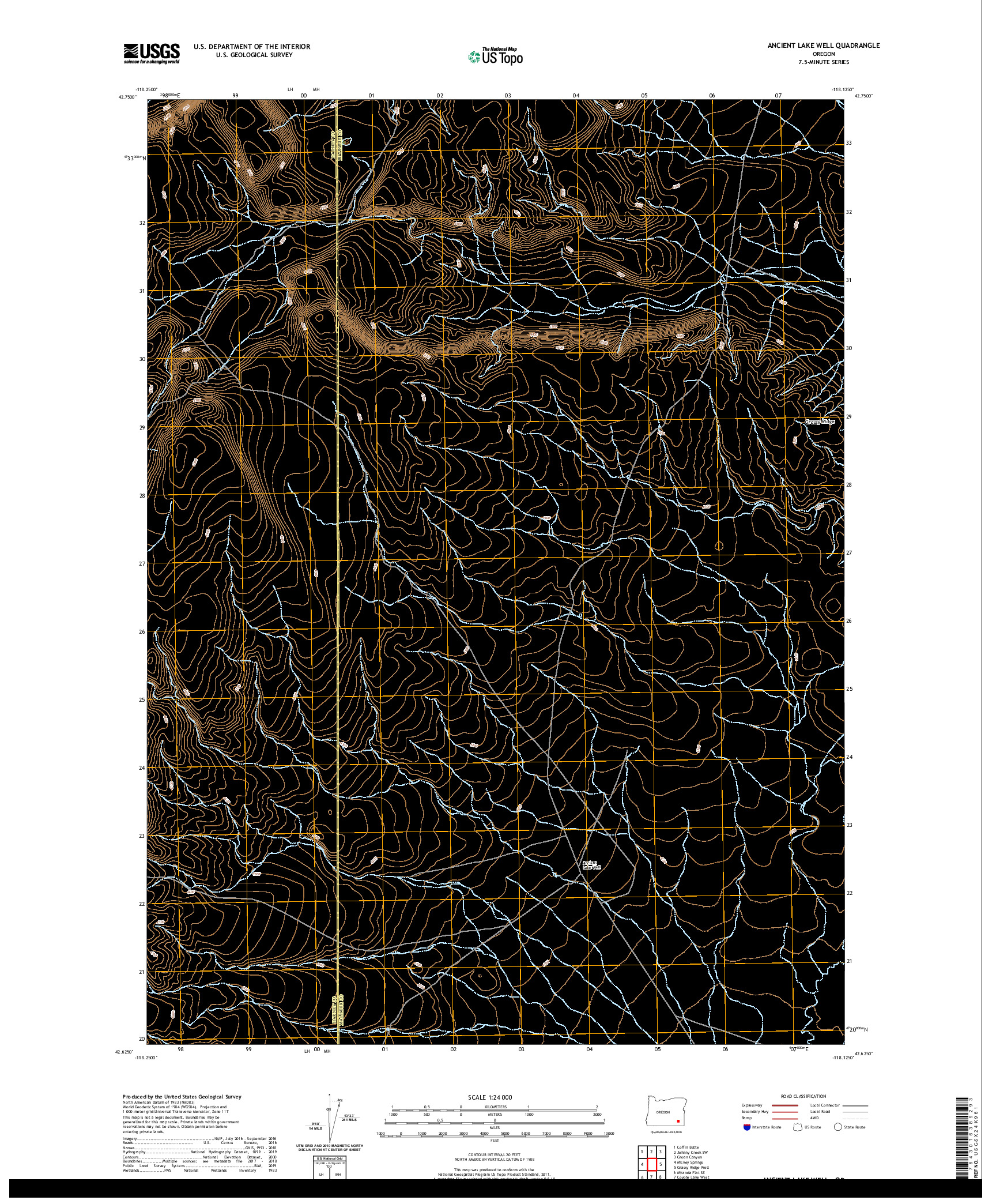 USGS US TOPO 7.5-MINUTE MAP FOR ANCIENT LAKE WELL, OR 2020