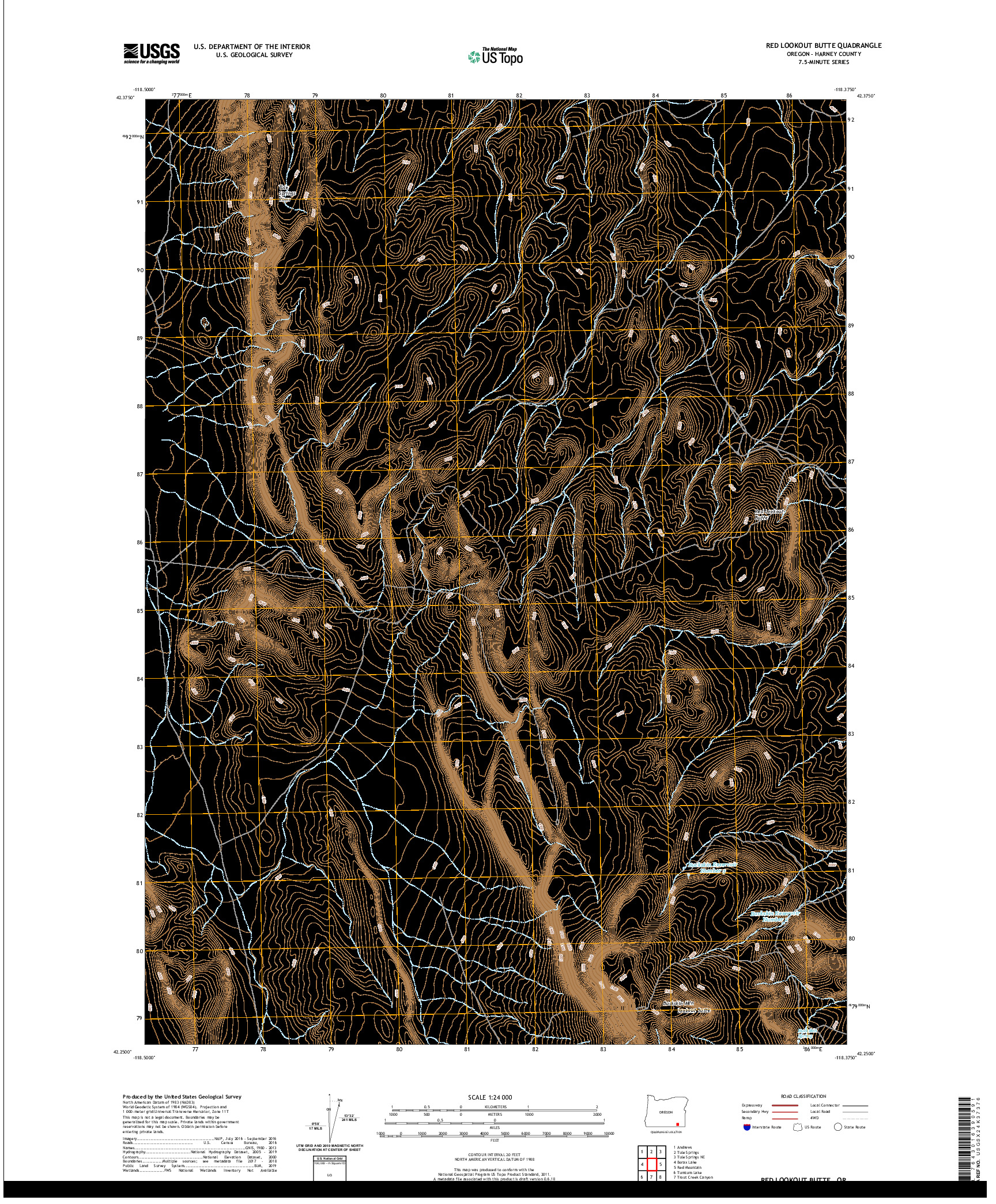 USGS US TOPO 7.5-MINUTE MAP FOR RED LOOKOUT BUTTE, OR 2020