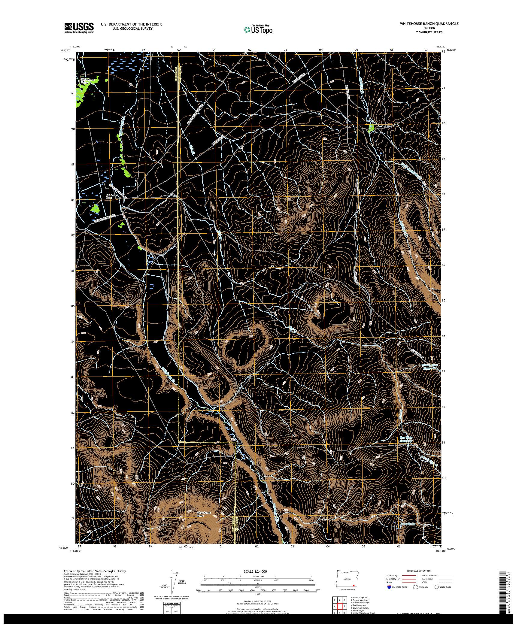 USGS US TOPO 7.5-MINUTE MAP FOR WHITEHORSE RANCH, OR 2020