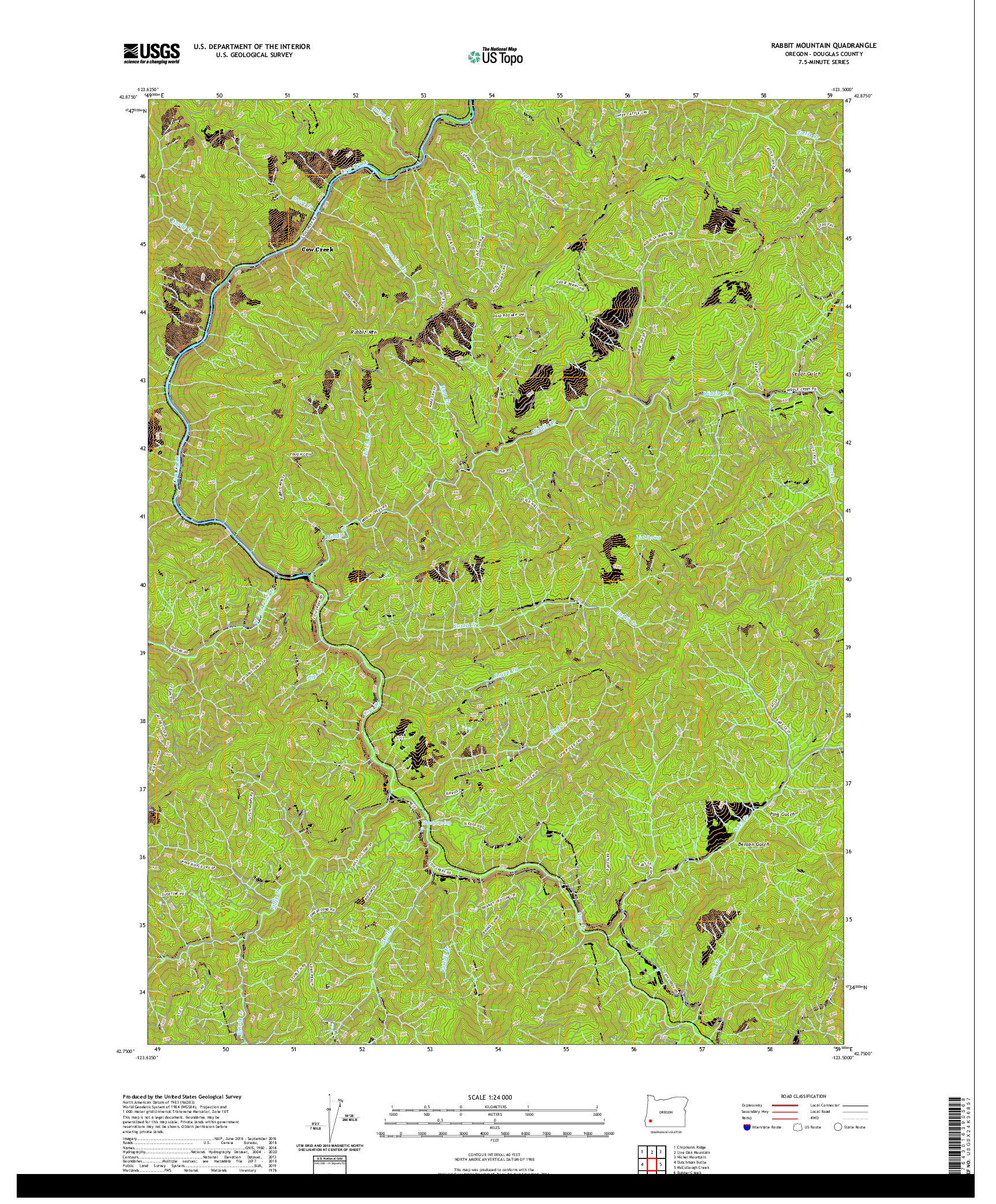 USGS US TOPO 7.5-MINUTE MAP FOR RABBIT MOUNTAIN, OR 2020