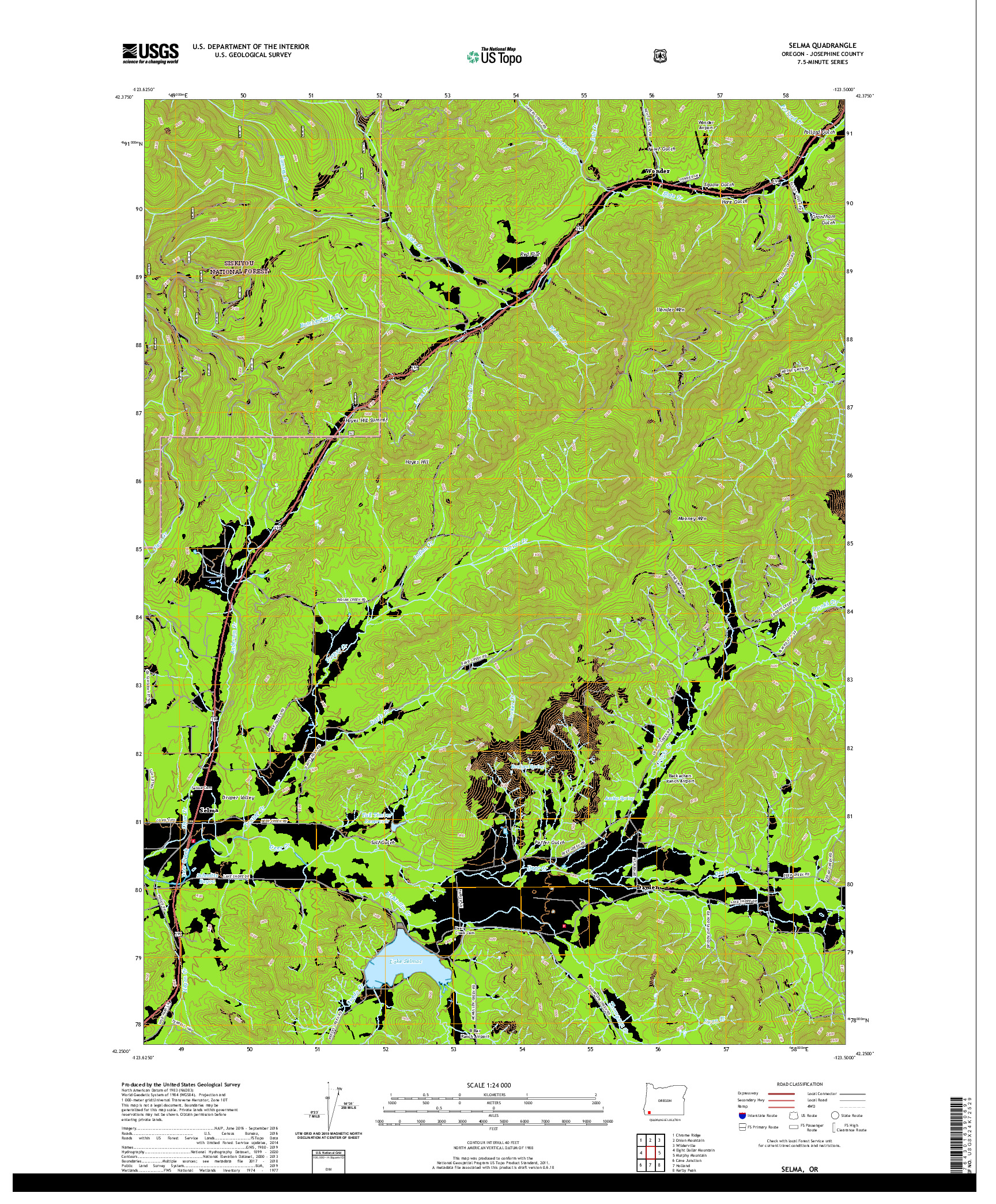 USGS US TOPO 7.5-MINUTE MAP FOR SELMA, OR 2020