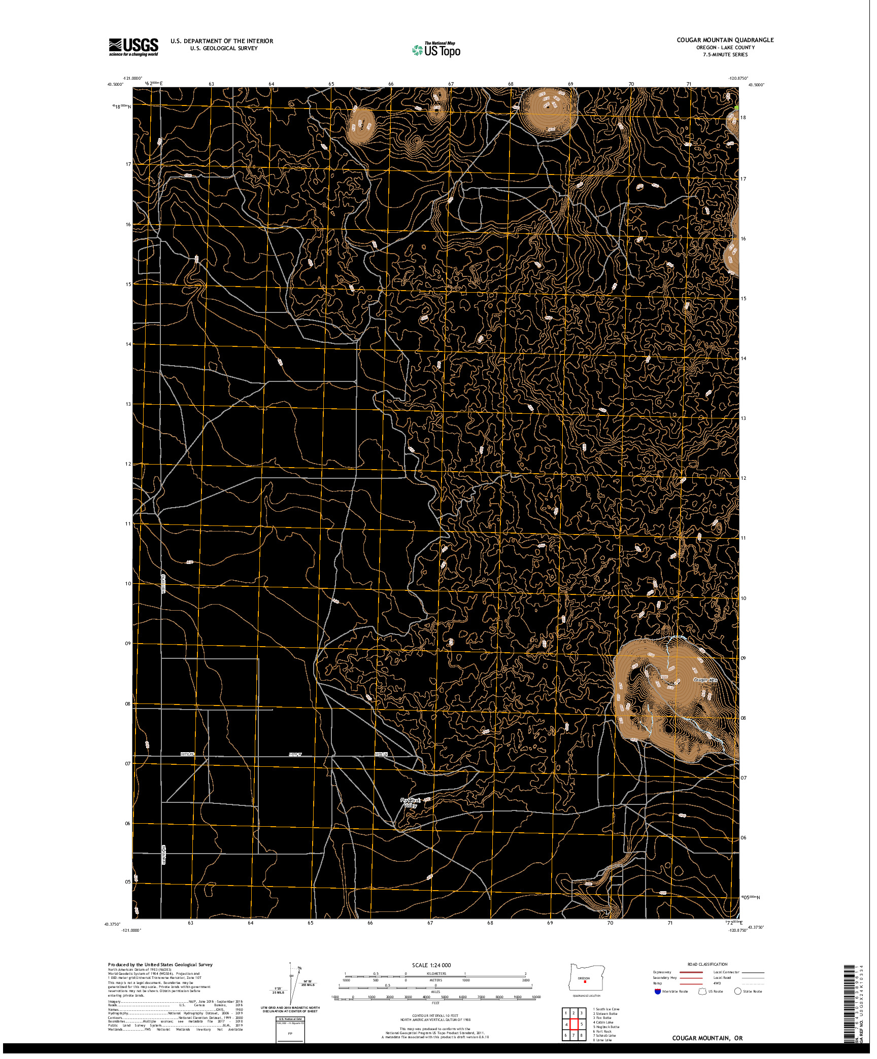 USGS US TOPO 7.5-MINUTE MAP FOR COUGAR MOUNTAIN, OR 2020