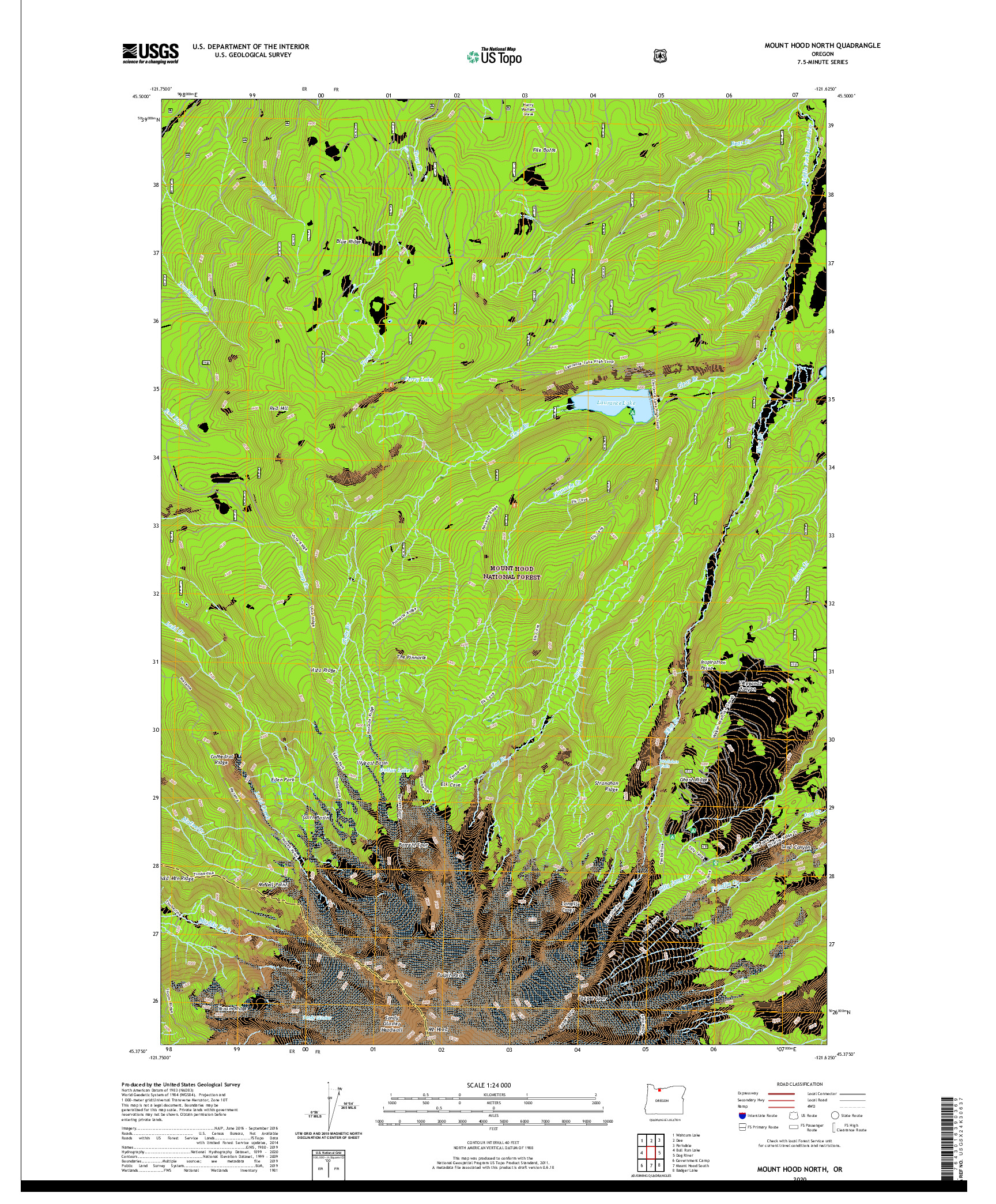 USGS US TOPO 7.5-MINUTE MAP FOR MOUNT HOOD NORTH, OR 2020