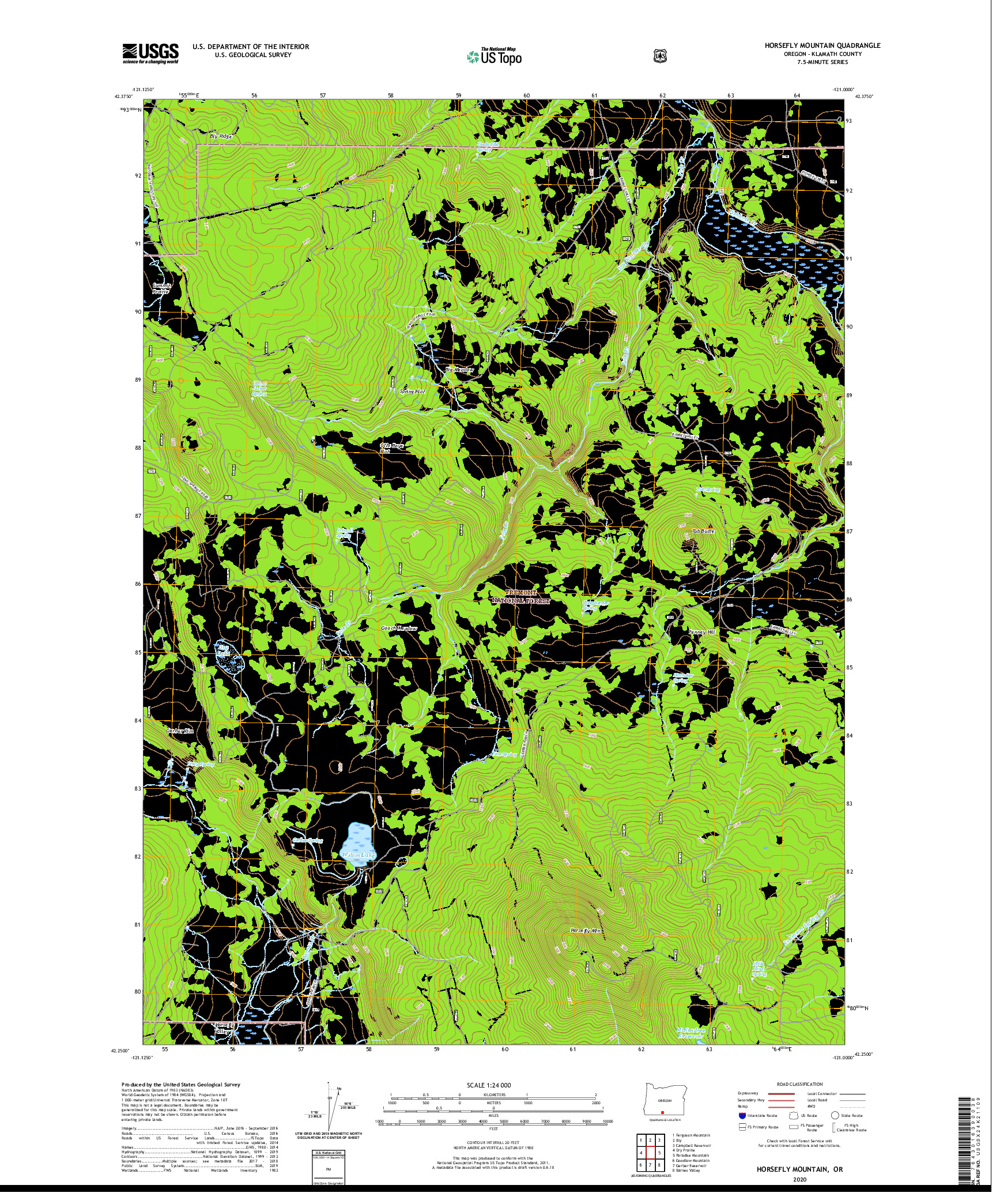 USGS US TOPO 7.5-MINUTE MAP FOR HORSEFLY MOUNTAIN, OR 2020