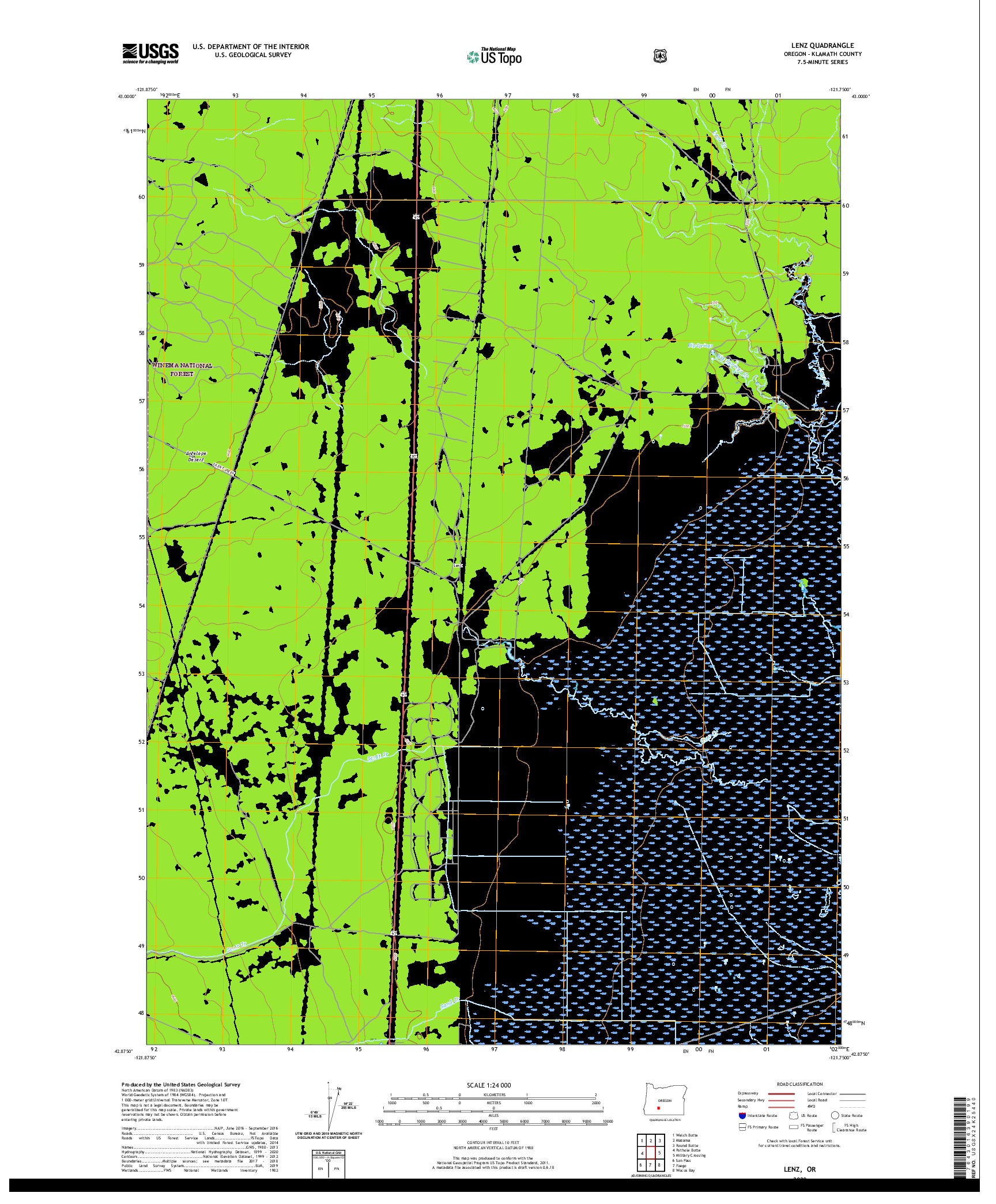 USGS US TOPO 7.5-MINUTE MAP FOR LENZ, OR 2020