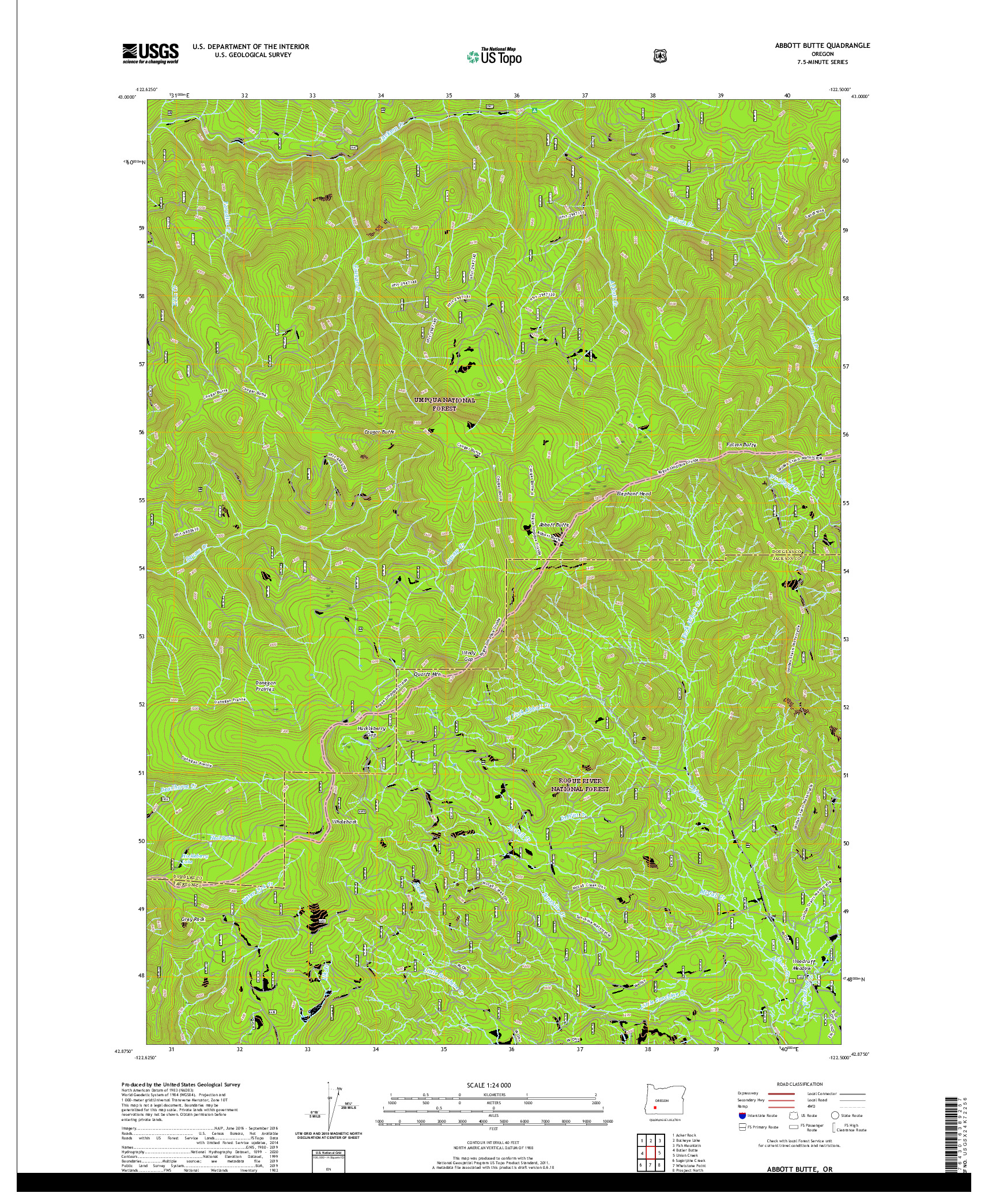 USGS US TOPO 7.5-MINUTE MAP FOR ABBOTT BUTTE, OR 2020