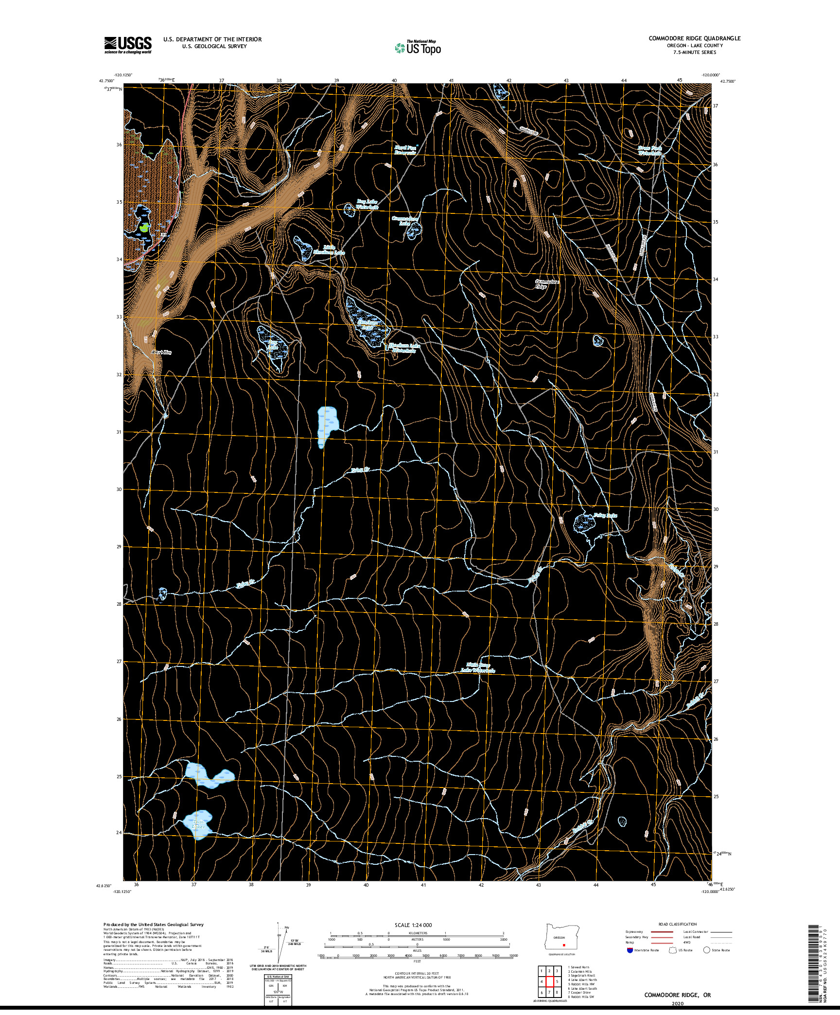 USGS US TOPO 7.5-MINUTE MAP FOR COMMODORE RIDGE, OR 2020