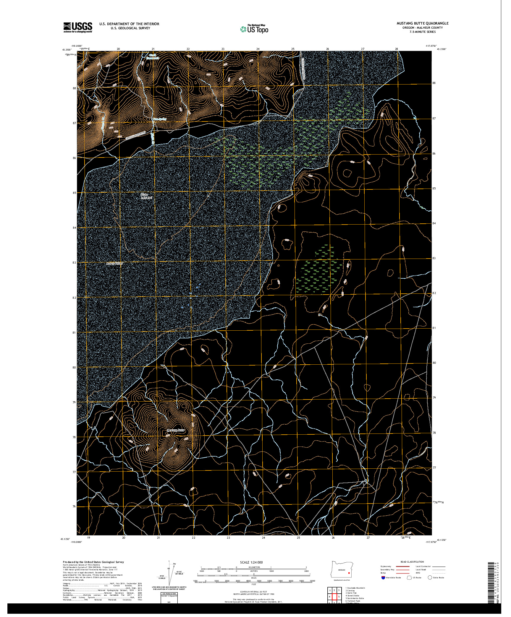 USGS US TOPO 7.5-MINUTE MAP FOR MUSTANG BUTTE, OR 2020