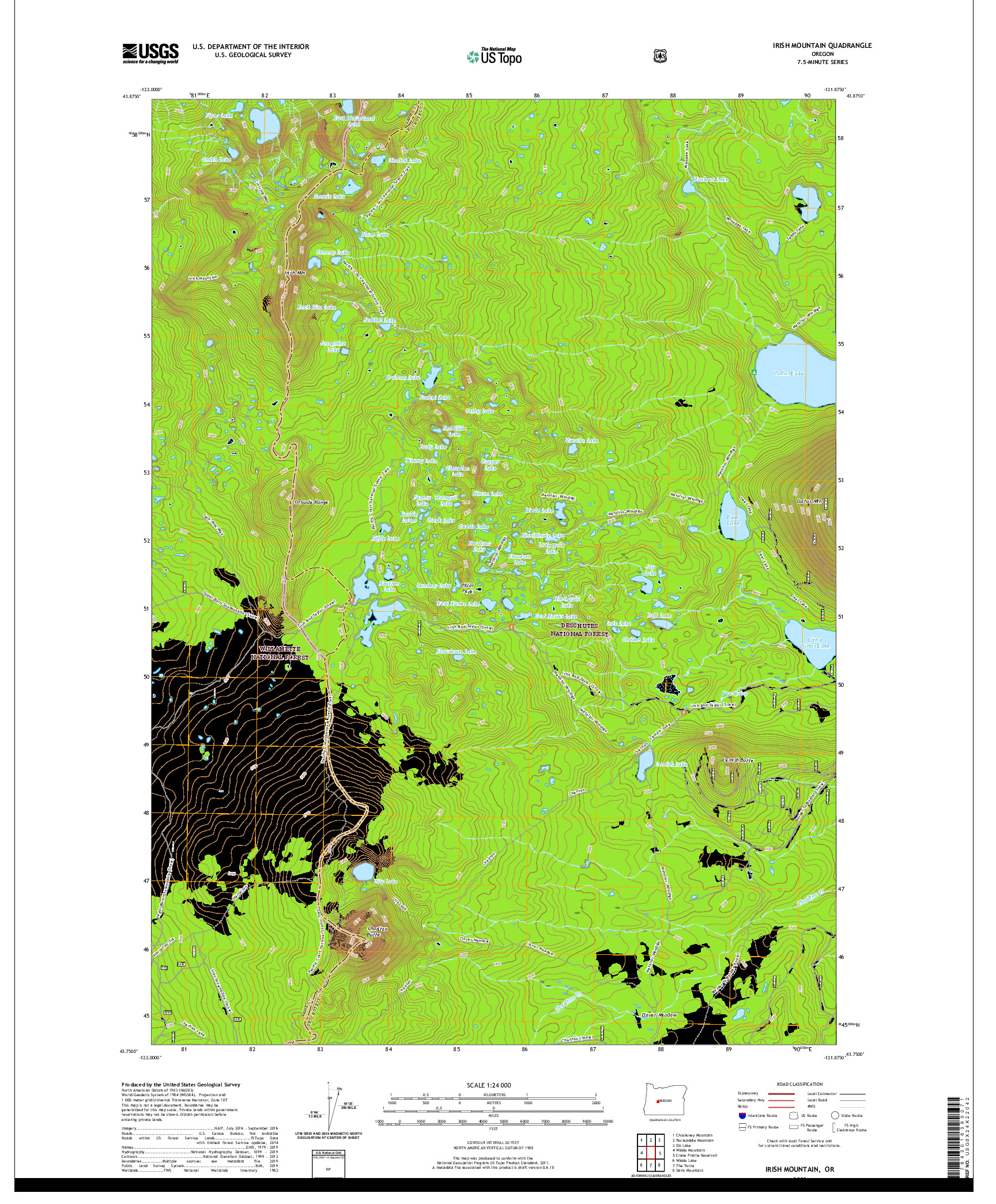 USGS US TOPO 7.5-MINUTE MAP FOR IRISH MOUNTAIN, OR 2020