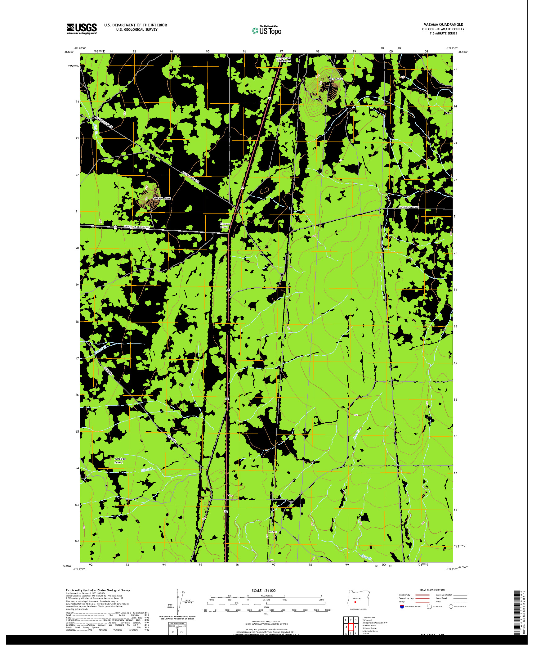 USGS US TOPO 7.5-MINUTE MAP FOR MAZAMA, OR 2020