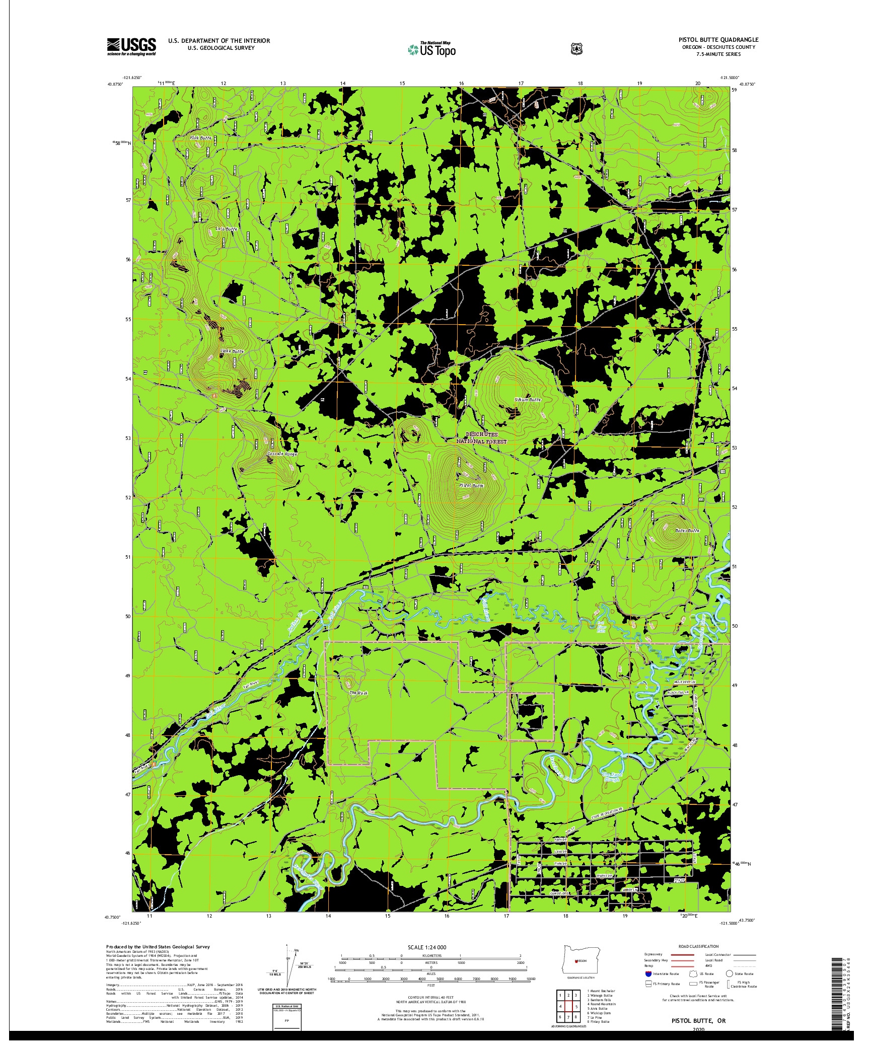 USGS US TOPO 7.5-MINUTE MAP FOR PISTOL BUTTE, OR 2020