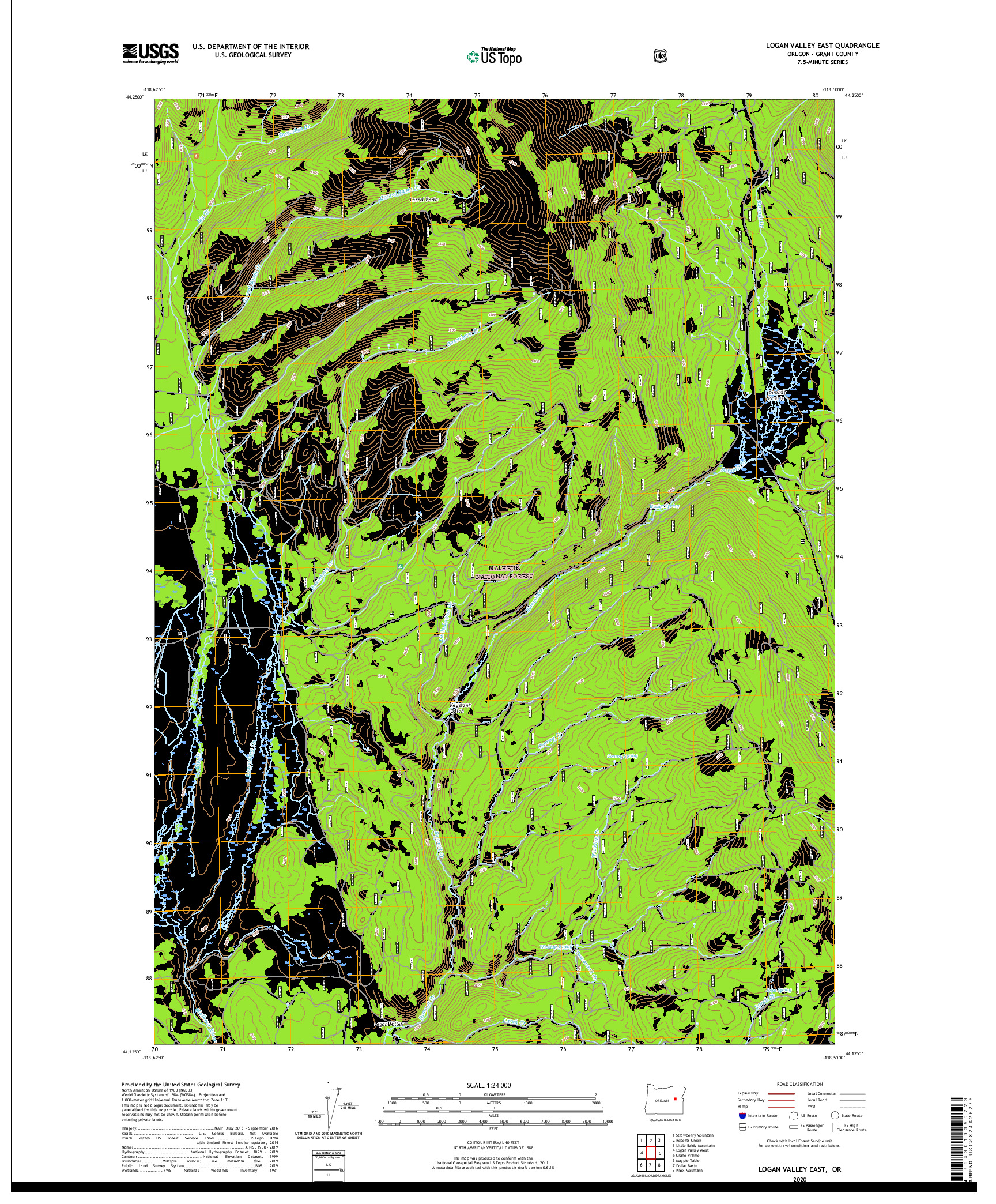 USGS US TOPO 7.5-MINUTE MAP FOR LOGAN VALLEY EAST, OR 2020