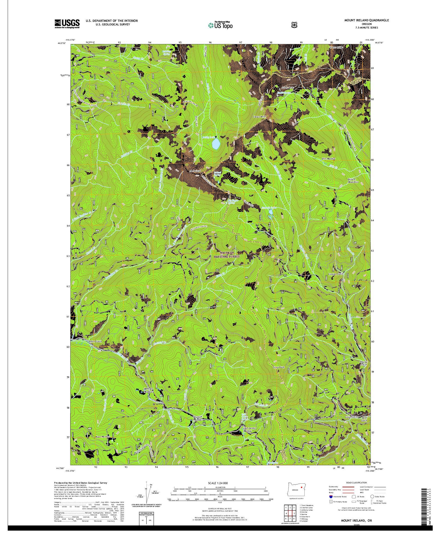 USGS US TOPO 7.5-MINUTE MAP FOR MOUNT IRELAND, OR 2020