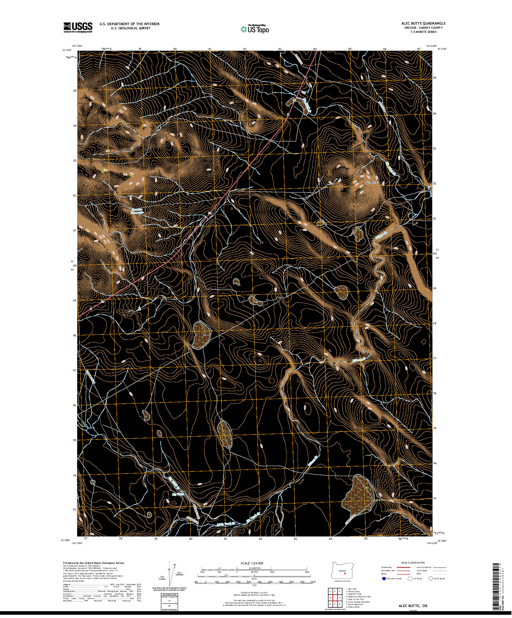 USGS US TOPO 7.5-MINUTE MAP FOR ALEC BUTTE, OR 2020