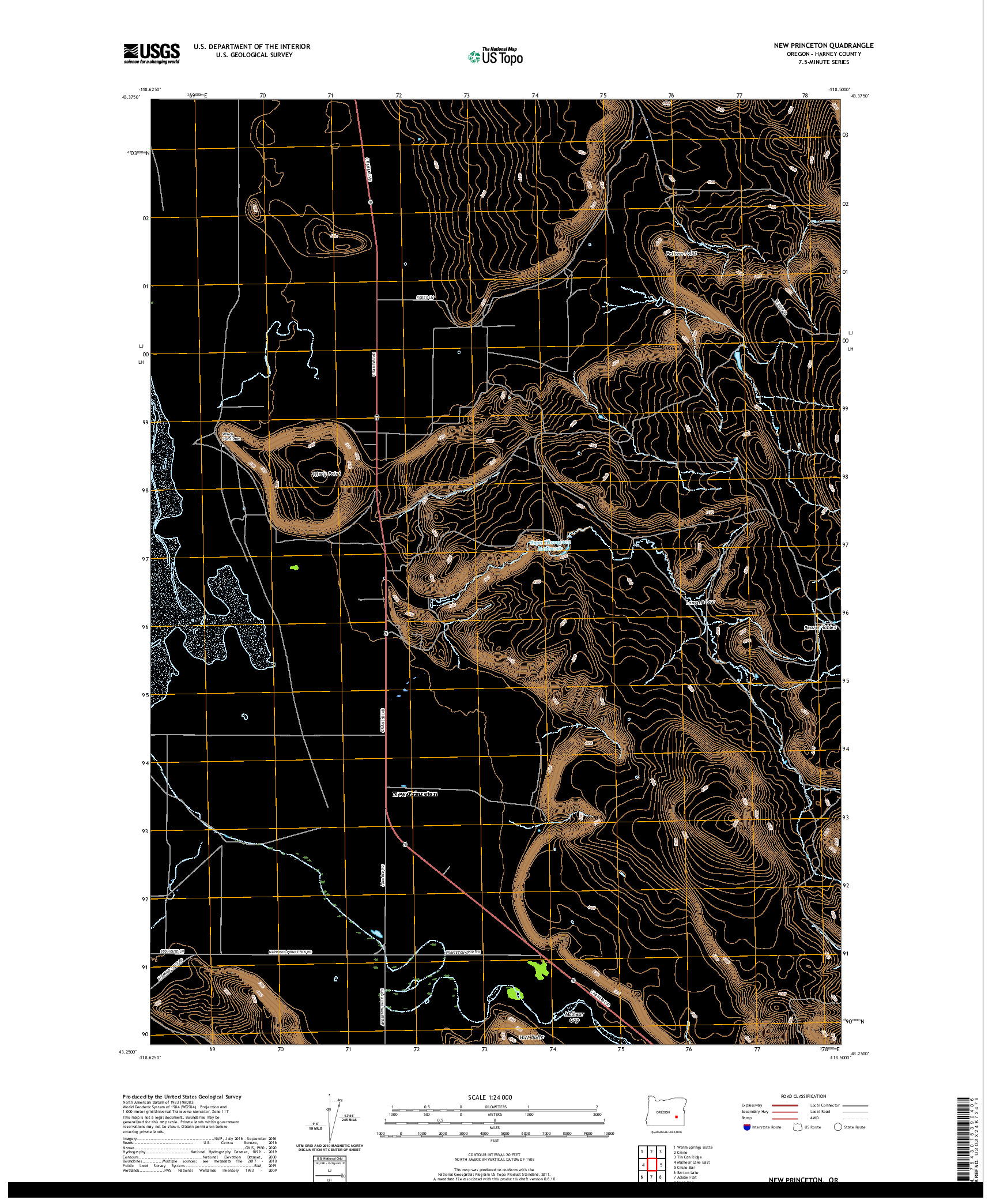 USGS US TOPO 7.5-MINUTE MAP FOR NEW PRINCETON, OR 2020