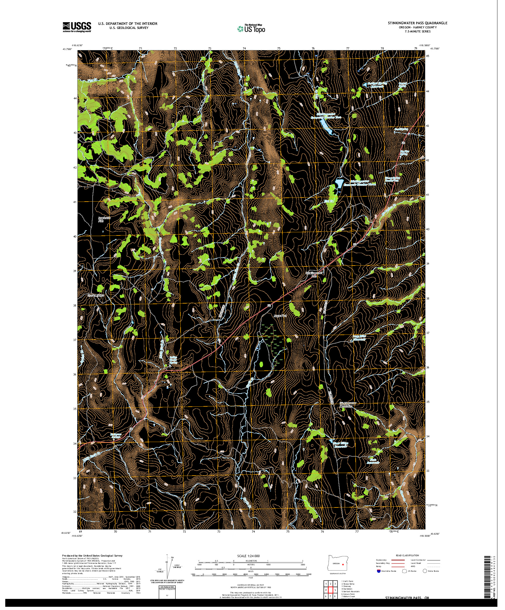 USGS US TOPO 7.5-MINUTE MAP FOR STINKINGWATER PASS, OR 2020