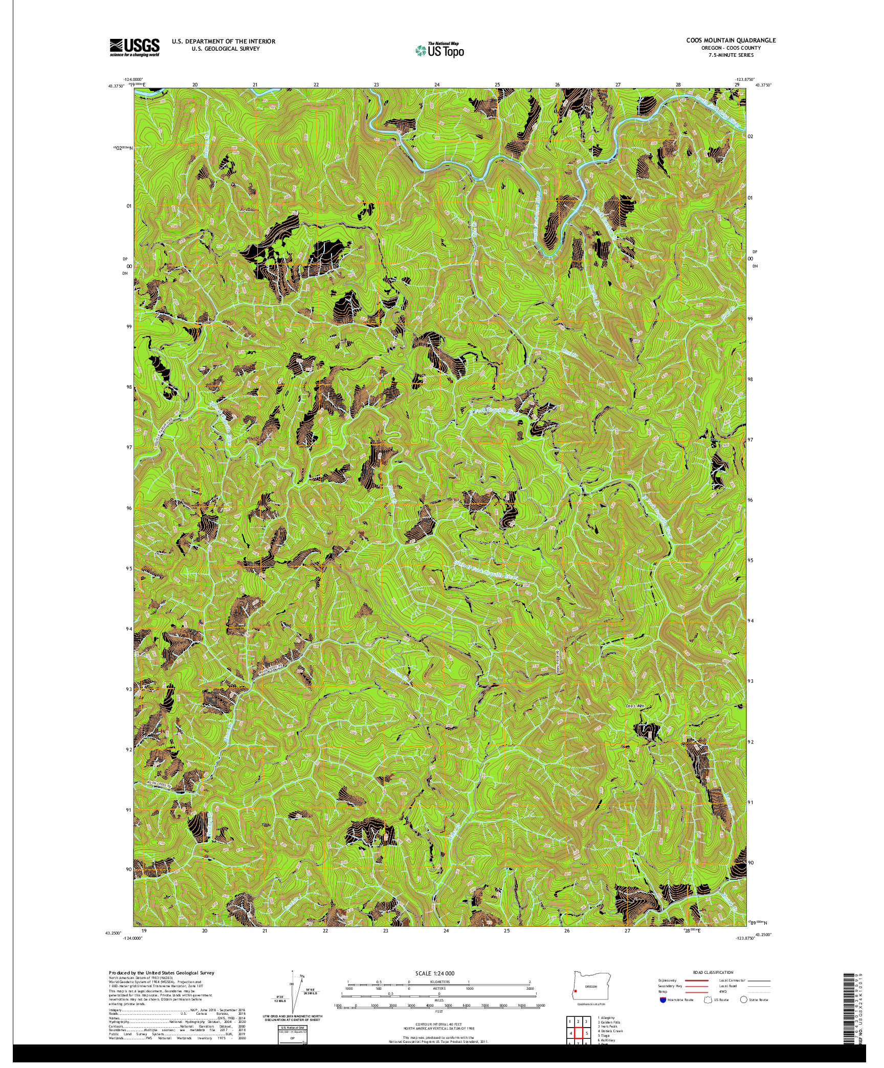 USGS US TOPO 7.5-MINUTE MAP FOR COOS MOUNTAIN, OR 2020