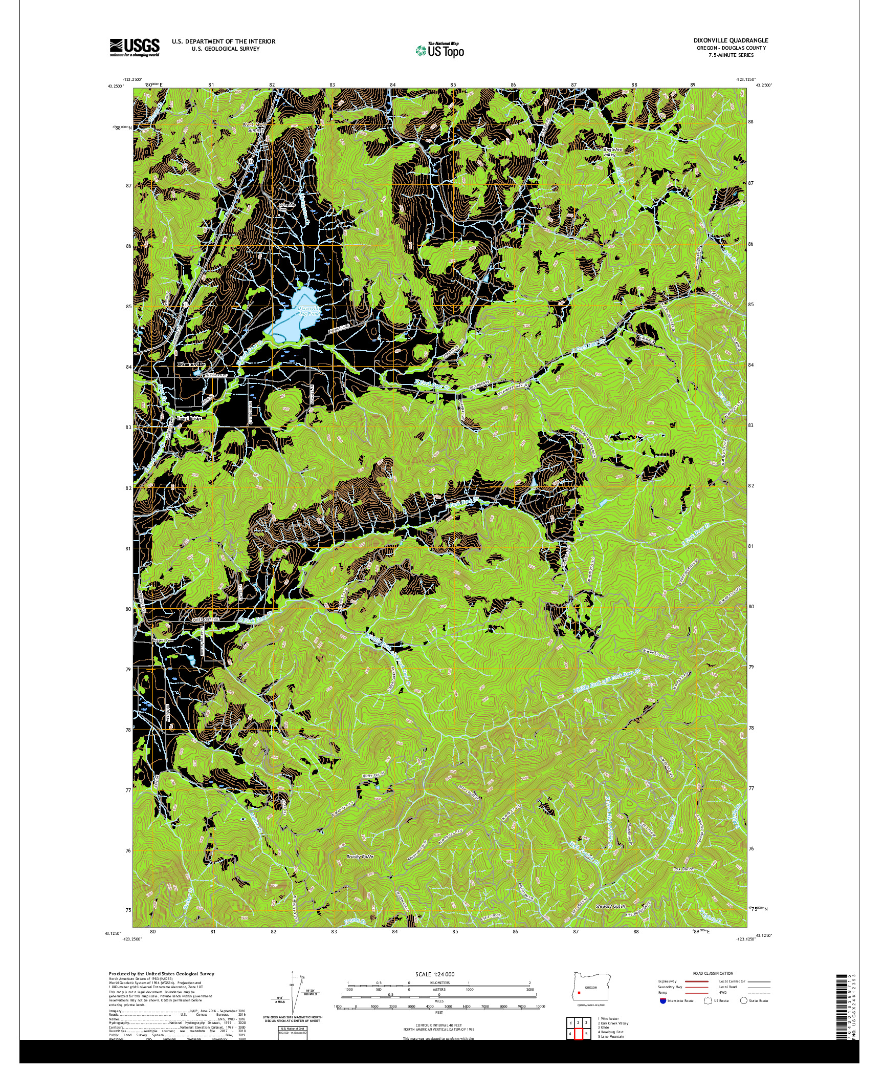 USGS US TOPO 7.5-MINUTE MAP FOR DIXONVILLE, OR 2020