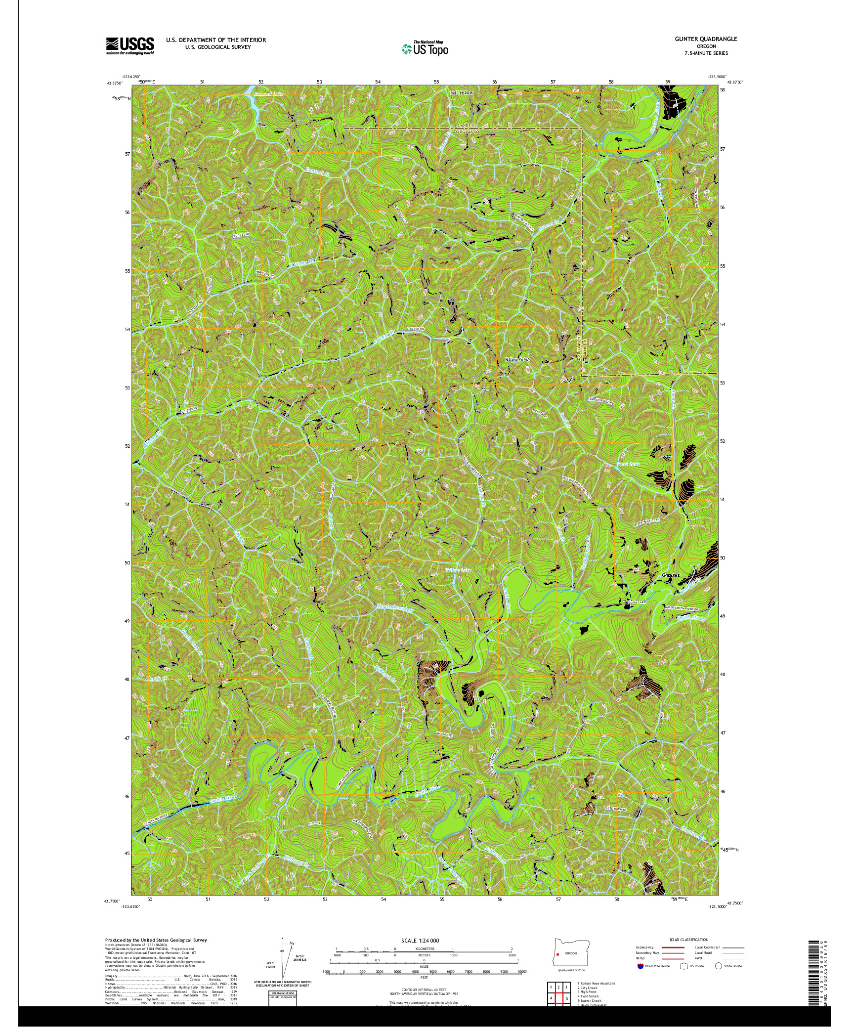 USGS US TOPO 7.5-MINUTE MAP FOR GUNTER, OR 2020