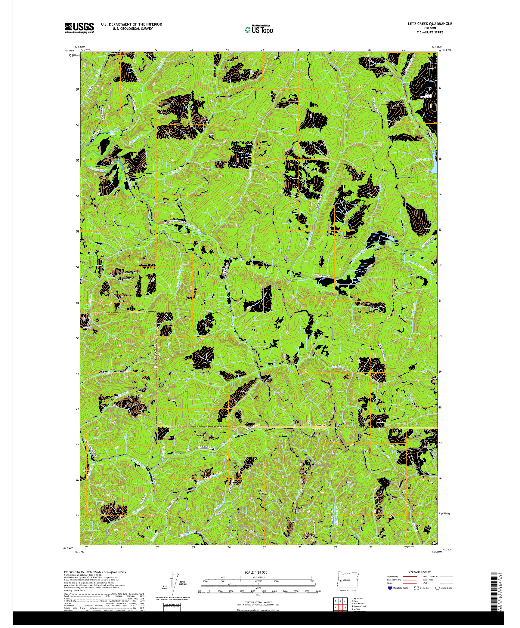 USGS US TOPO 7.5-MINUTE MAP FOR LETZ CREEK, OR 2020