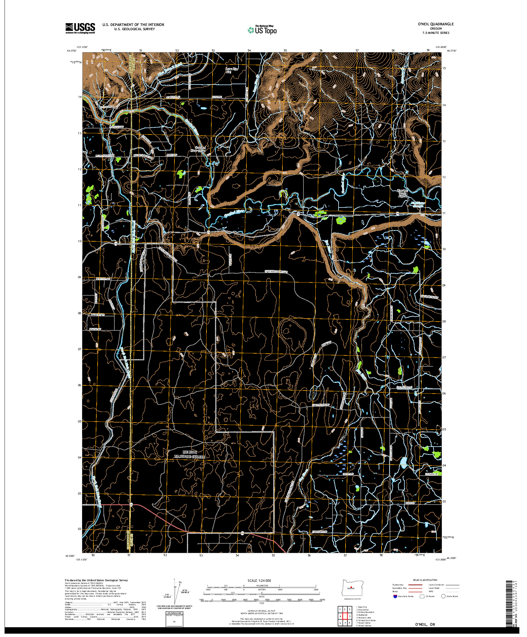 USGS US TOPO 7.5-MINUTE MAP FOR O'NEIL, OR 2020