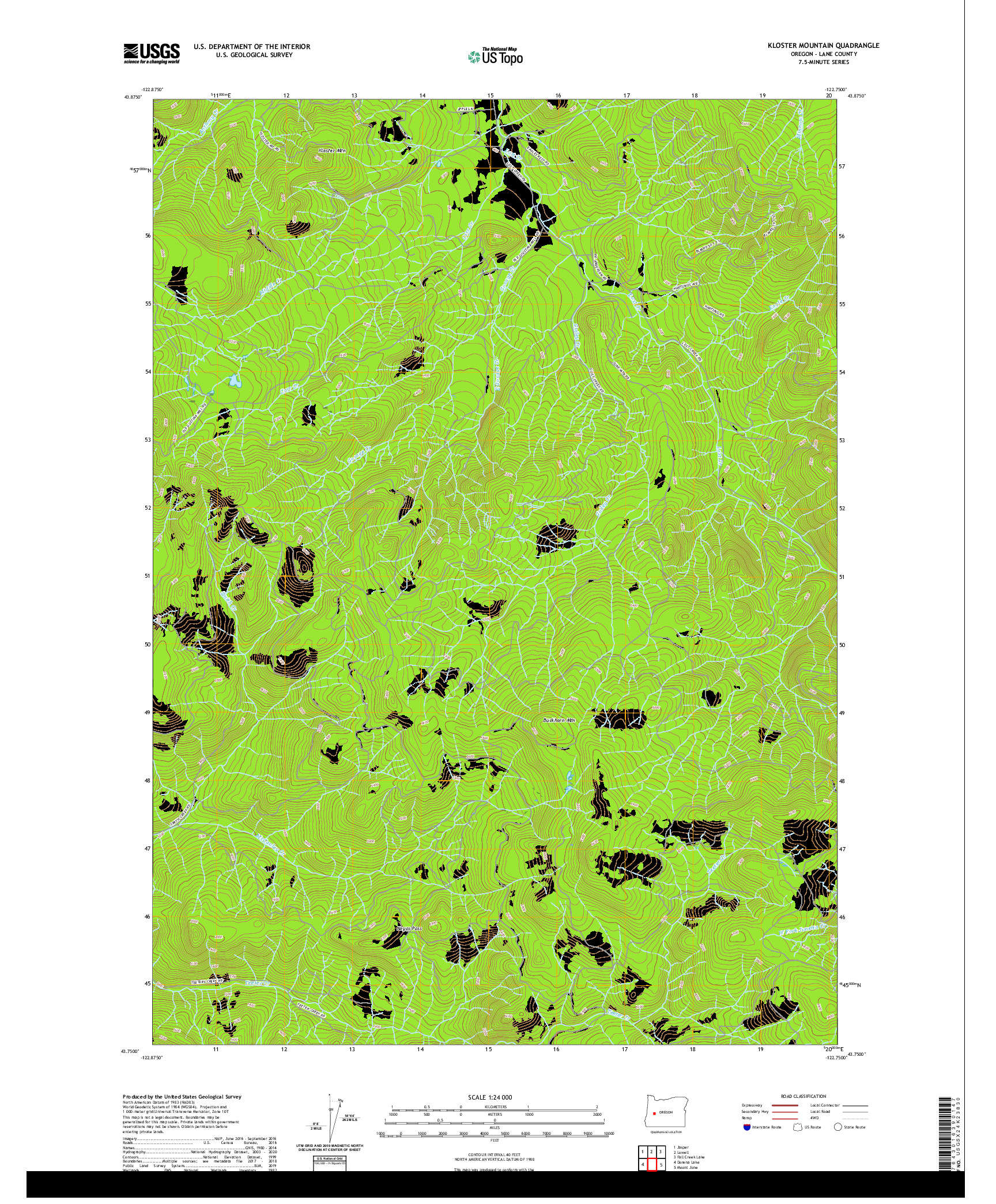 USGS US TOPO 7.5-MINUTE MAP FOR KLOSTER MOUNTAIN, OR 2020