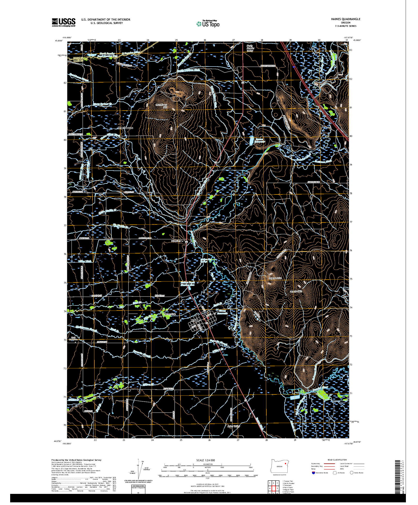 USGS US TOPO 7.5-MINUTE MAP FOR HAINES, OR 2020