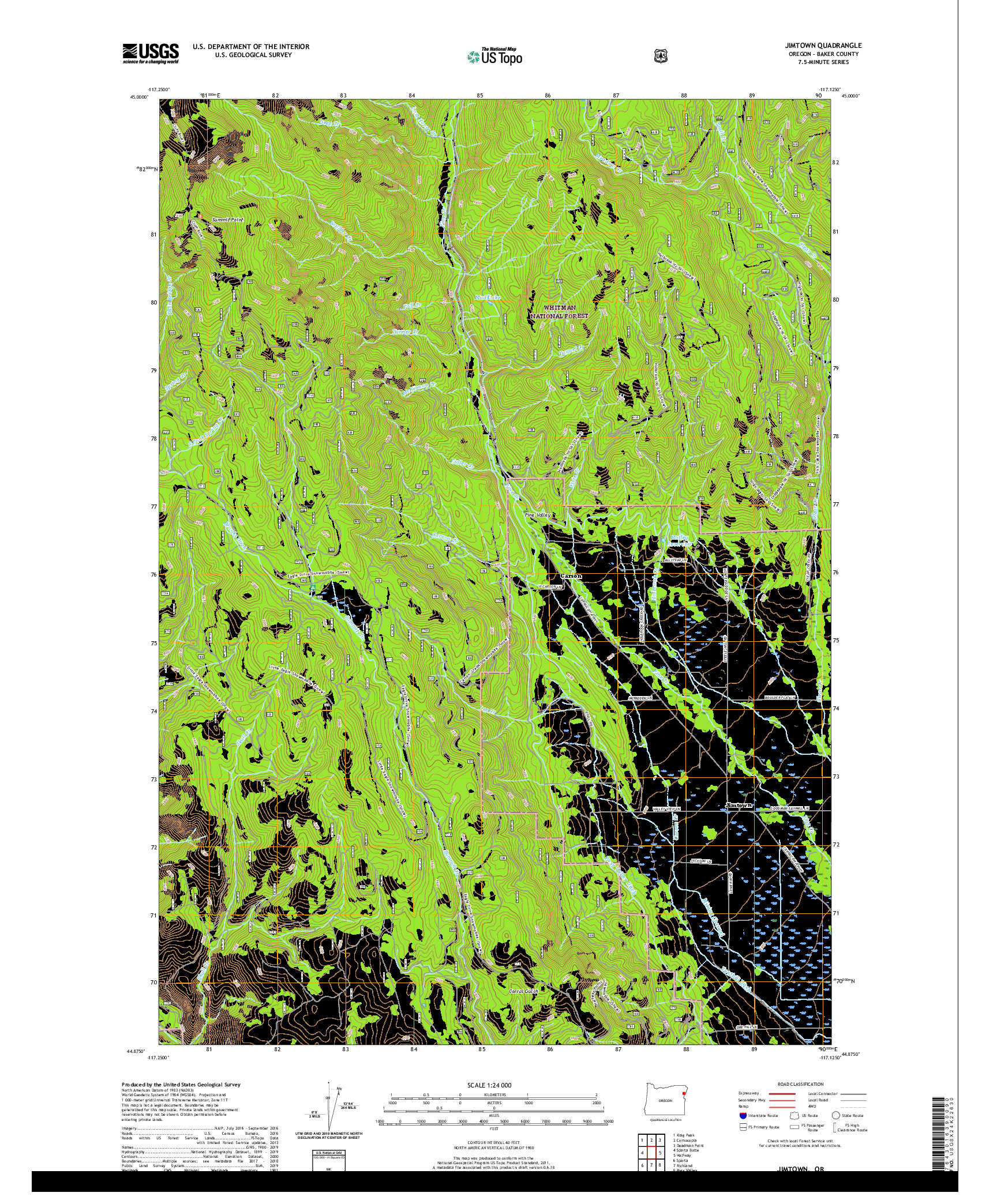 USGS US TOPO 7.5-MINUTE MAP FOR JIMTOWN, OR 2020