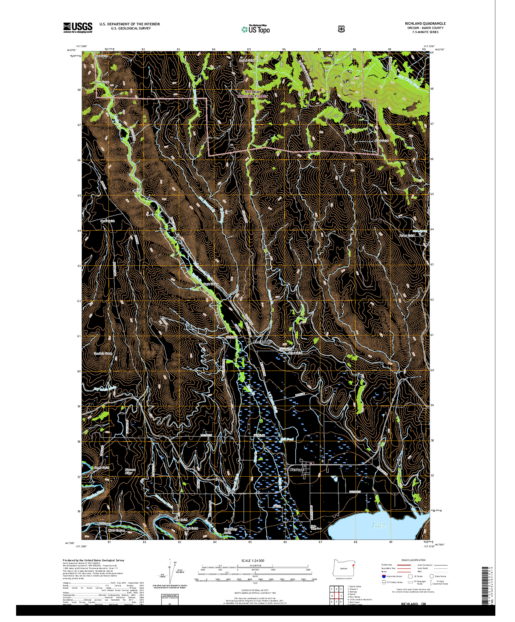 USGS US TOPO 7.5-MINUTE MAP FOR RICHLAND, OR 2020