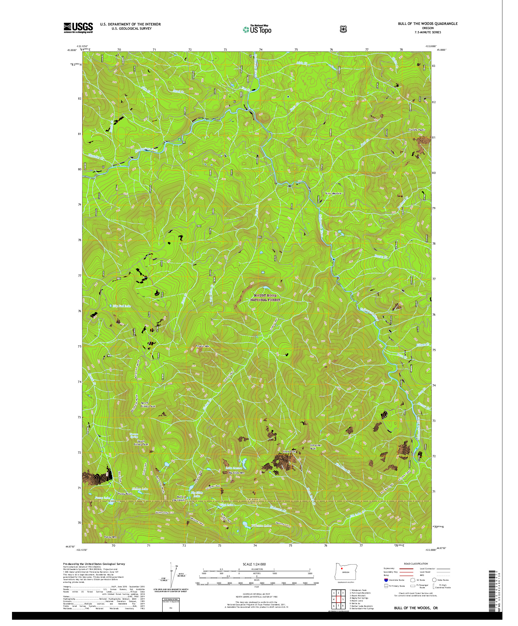 USGS US TOPO 7.5-MINUTE MAP FOR BULL OF THE WOODS, OR 2020