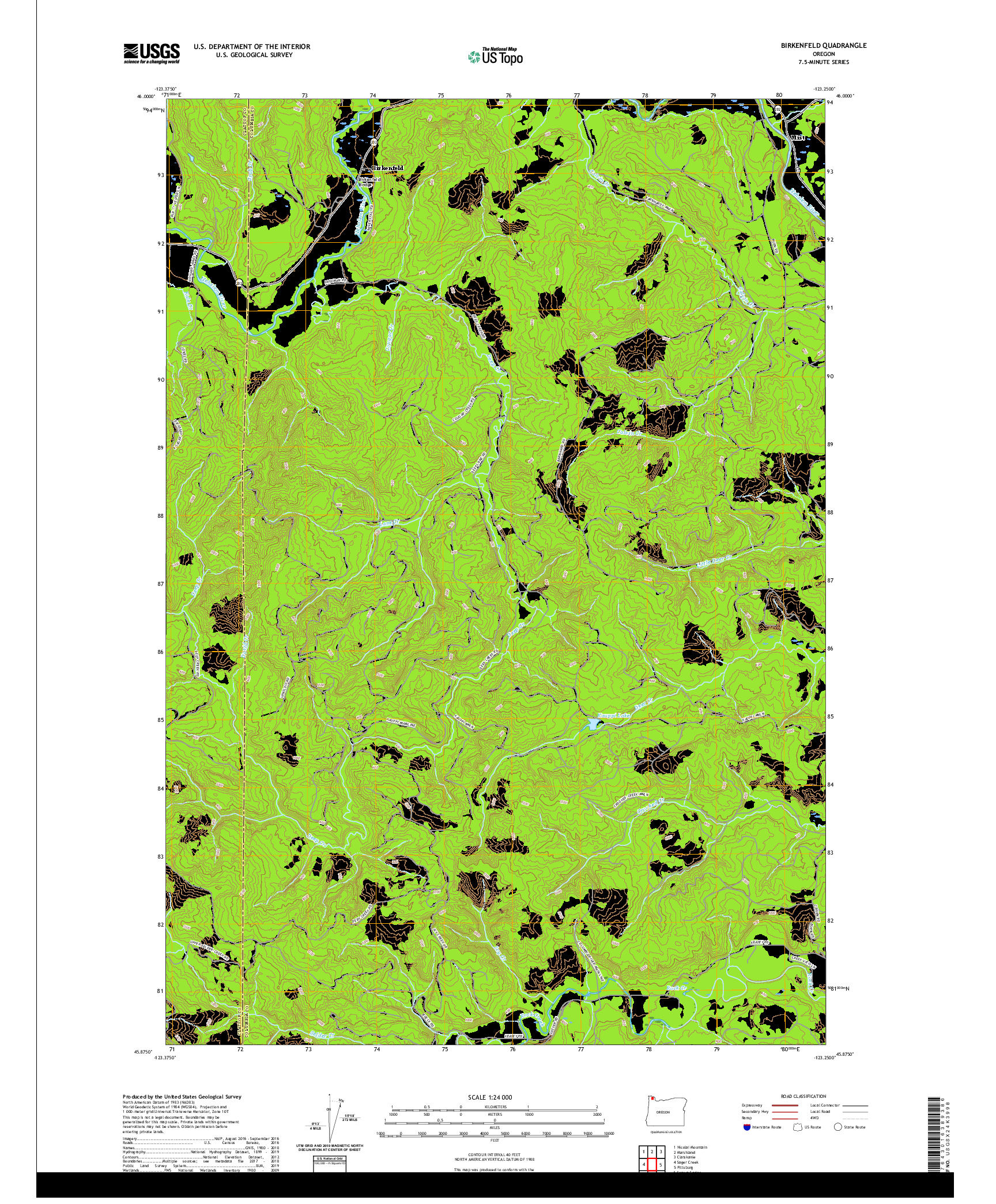 USGS US TOPO 7.5-MINUTE MAP FOR BIRKENFELD, OR 2020