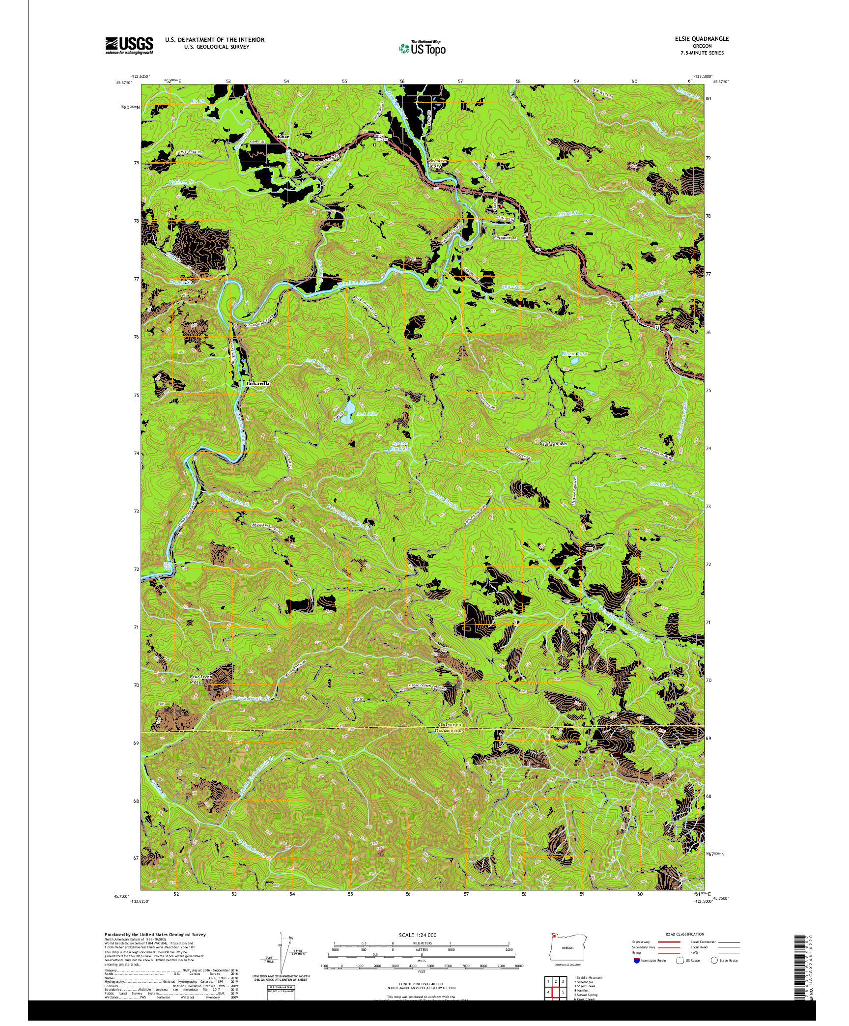 USGS US TOPO 7.5-MINUTE MAP FOR ELSIE, OR 2020