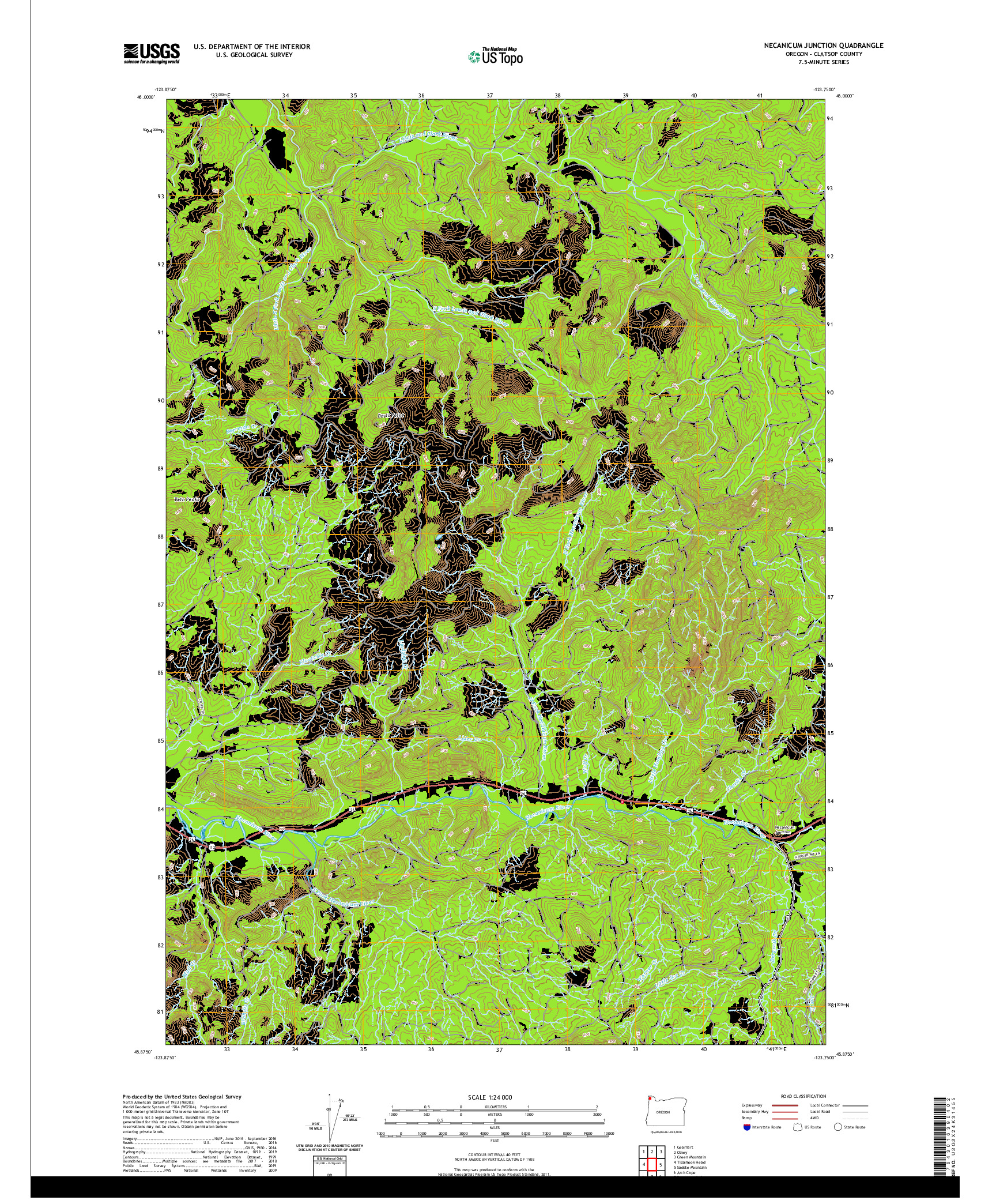 USGS US TOPO 7.5-MINUTE MAP FOR NECANICUM JUNCTION, OR 2020