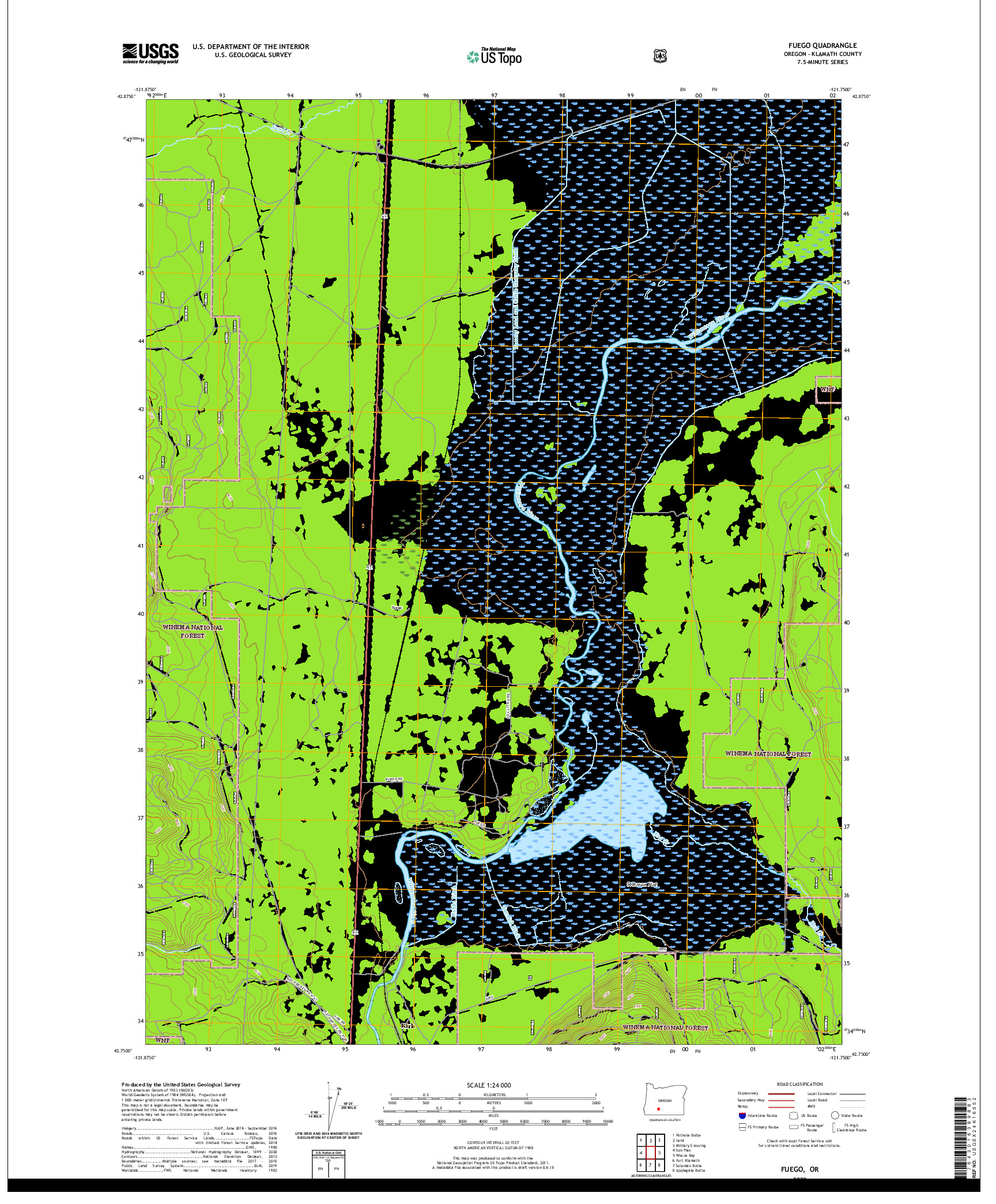 USGS US TOPO 7.5-MINUTE MAP FOR FUEGO, OR 2020